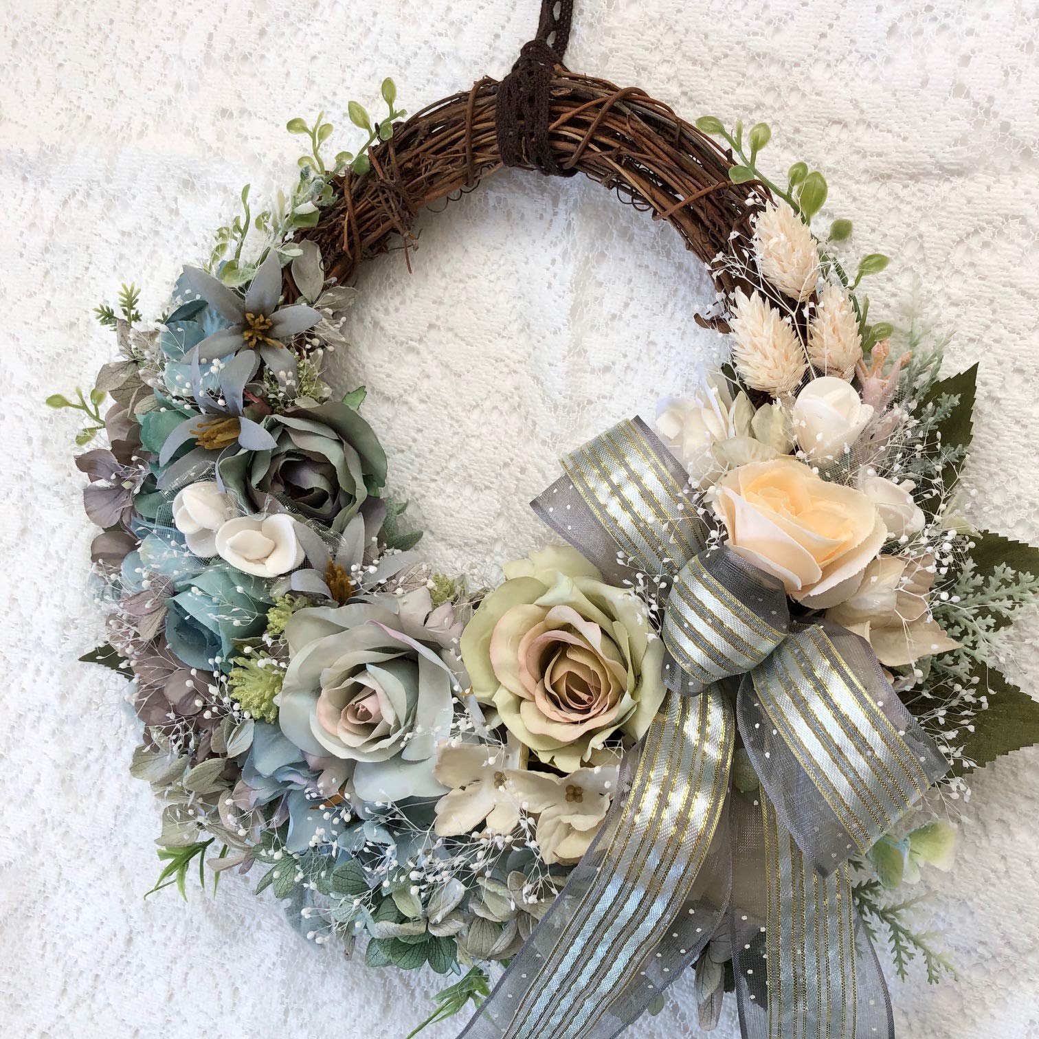 Amazon｜Lulu's ルルズ シャビーシックなハーフムーンリース アーティ