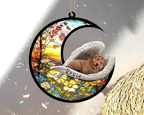 Miniatura 63 de Chow Chow Dog Memorial Suncatcher, adorno de Navidad Chow Chow con nombre, atrapador de pérdida de mascotas, regalos para los amantes de los perros