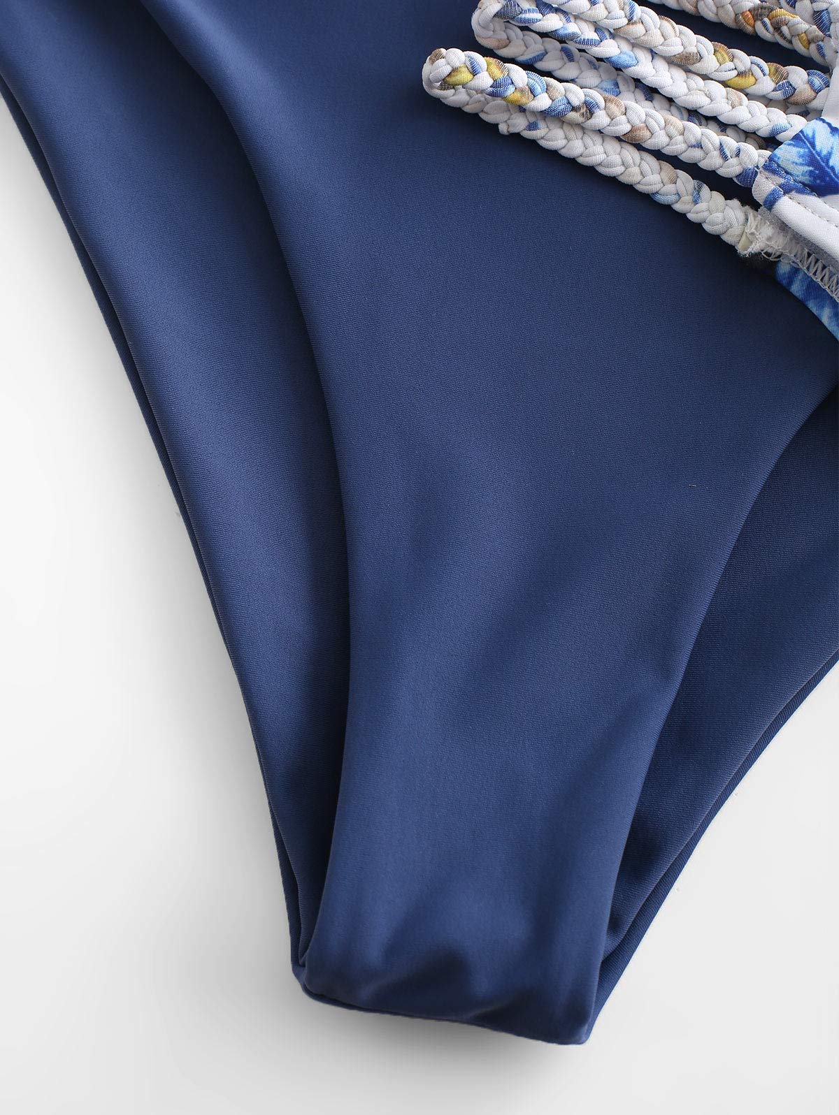 ZAFUL Costume da Bagno Bikini Intrecciato con Stampa,Reggiseno Imbottito Senza Fili, Breif a Bikini a Vita Bassa