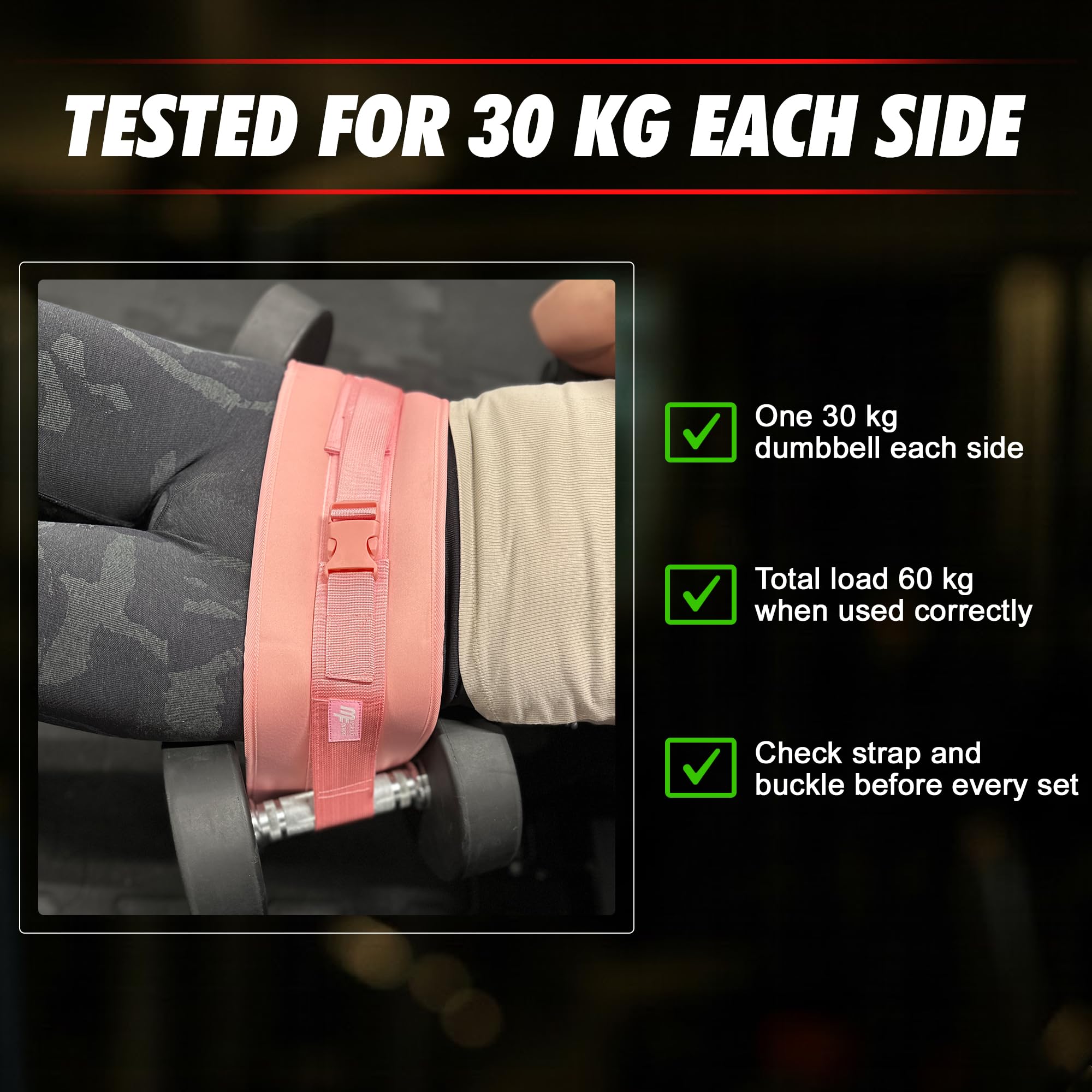 Pas obciążeniowy na biodra do mocowania hantli, do ćwiczeń hip thrust, pośladków, pompek