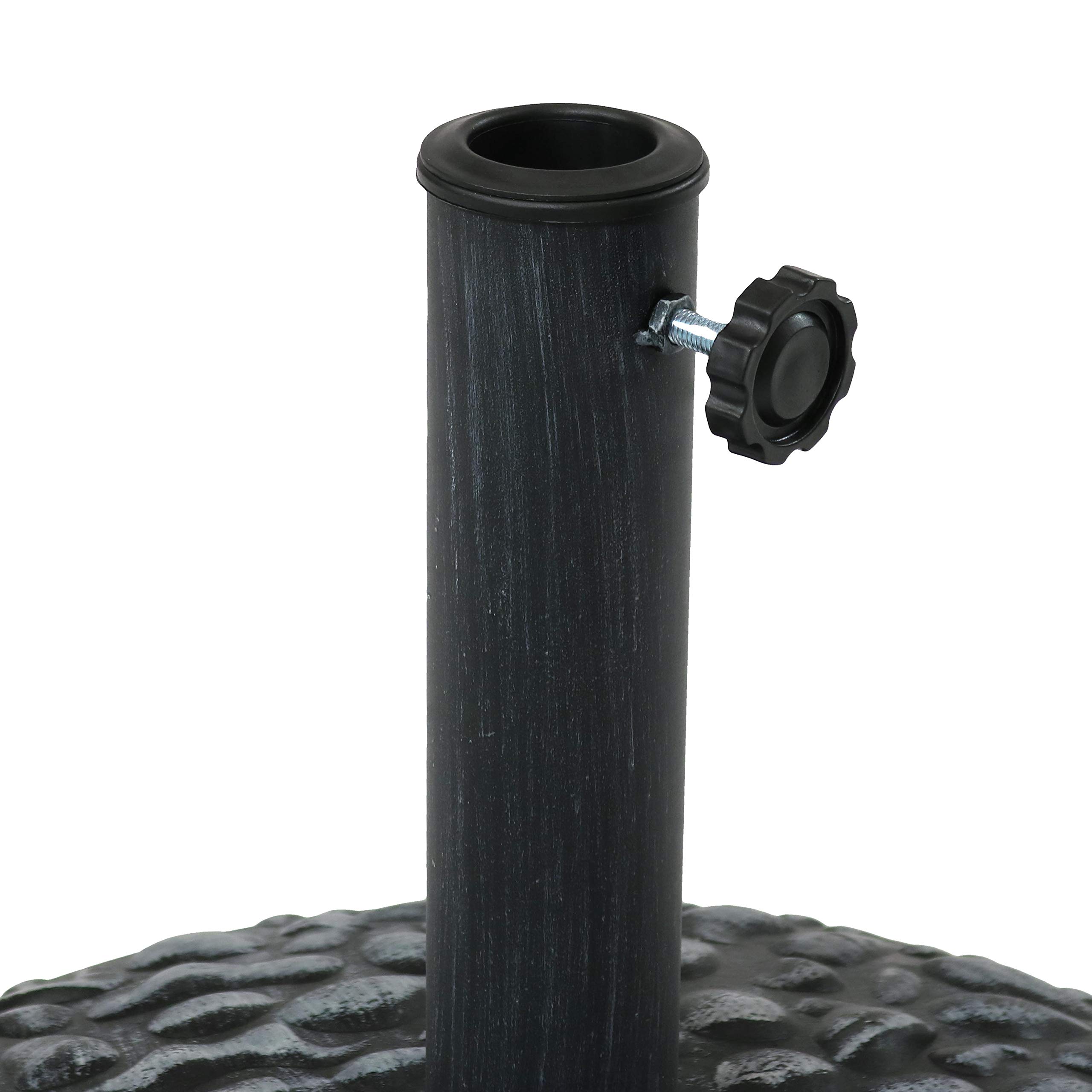 black resin patio umbrella base Sunnydaze Polyresin for Outdoor Market Umbrellas, Gray Vintage NFL (#1 Apparel) Made of easy Options:Nardo Gray Fedex