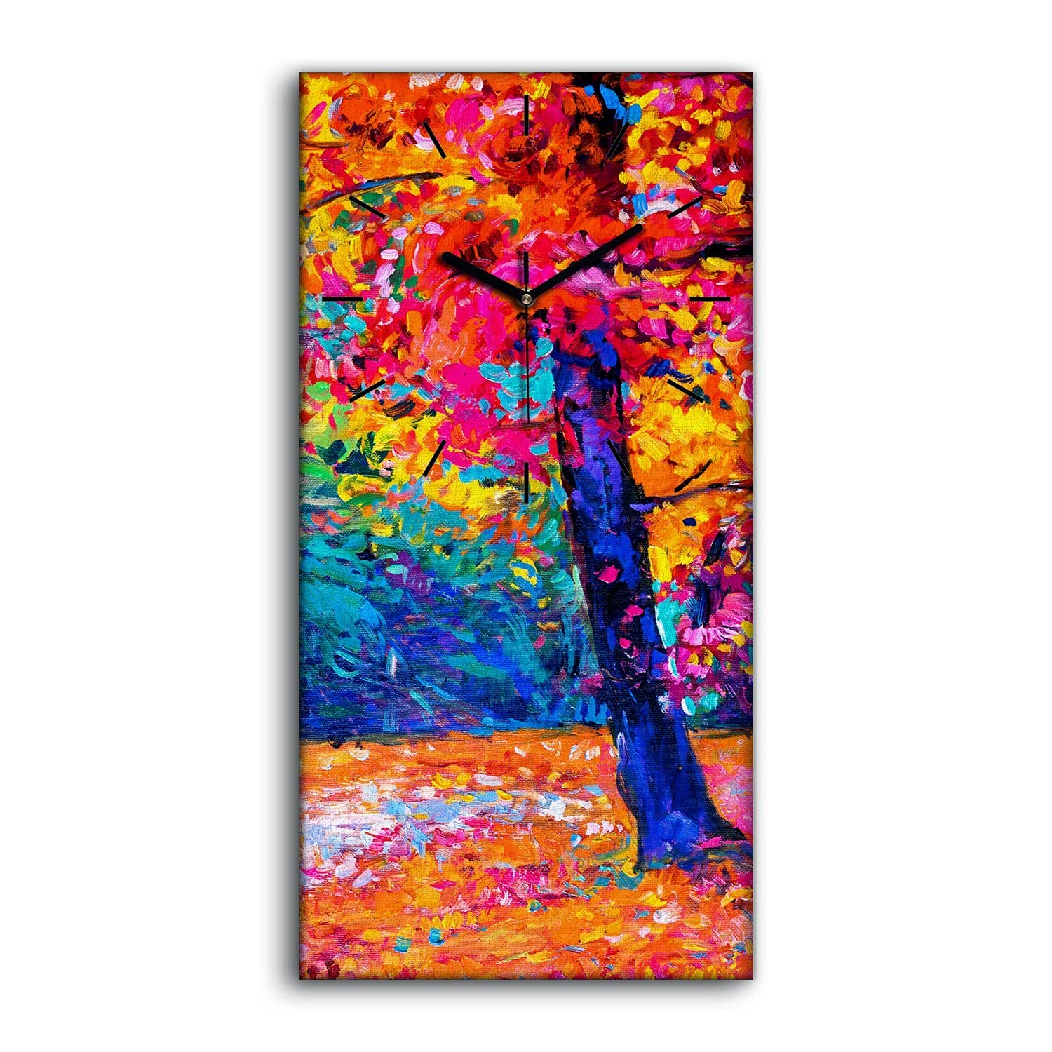 Art mural salon avec cette horloge paysage automne pour chambre