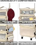 ELEZAY Hanging Packing Cubes All in One Ultra-Light Travel Shelves Portable Compression Organizer Bag Essentials for Carry-on Luggage Suitcase Closet Wardrobe Accessories Medium, Beige