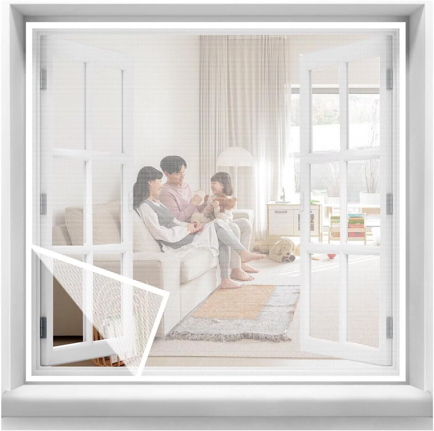 Window Screen Mesh White W115 x H170cm(45.3x67in) Keep Fresh Air in for Entry/Exterior Door/Kitchen/Patio Door
