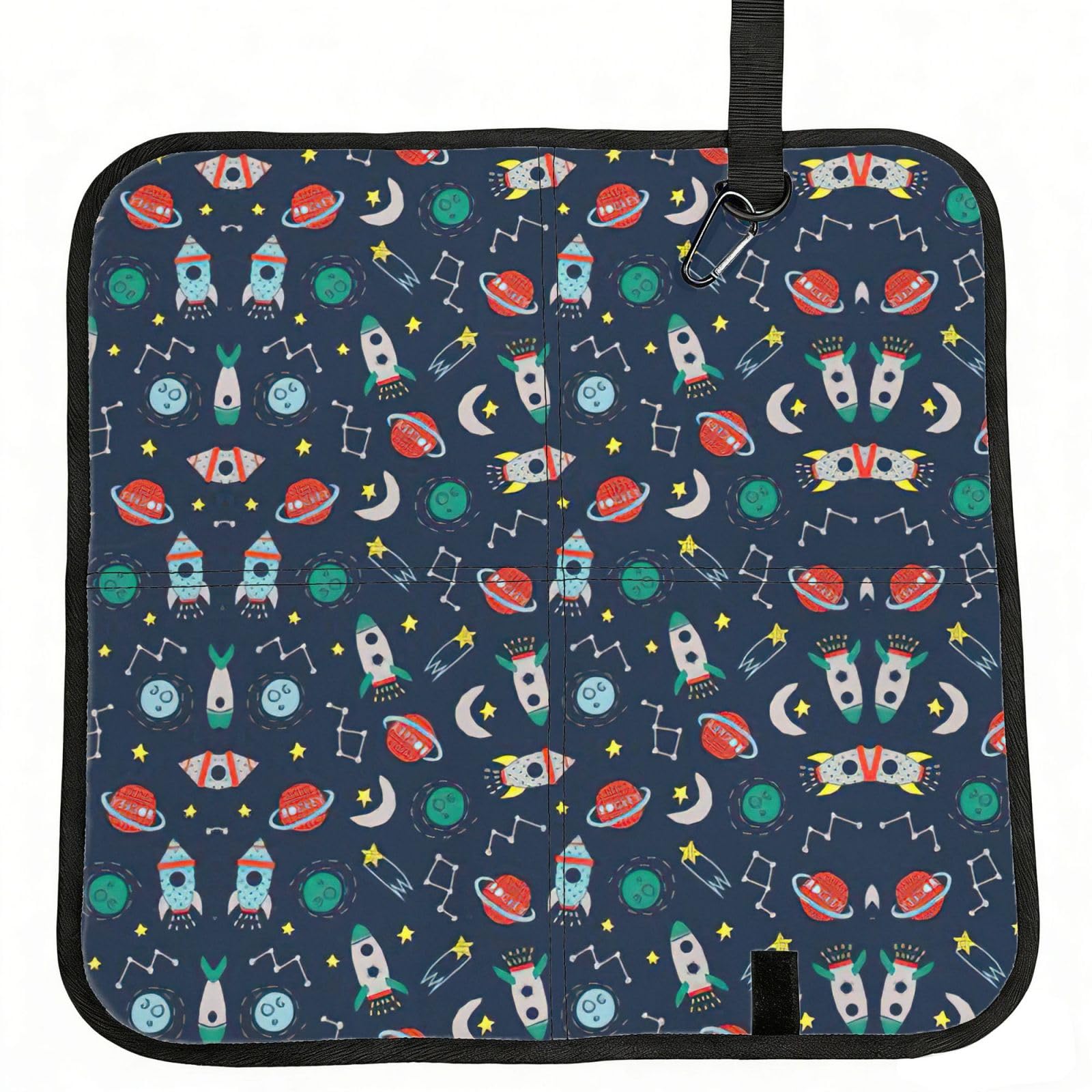 SDEGTHO Rocket Clipart Space Ship Print Padded Seat Pad Folding Cushion Waterproof Bench Mat Portable Outdoor Rest Mat 15.8"