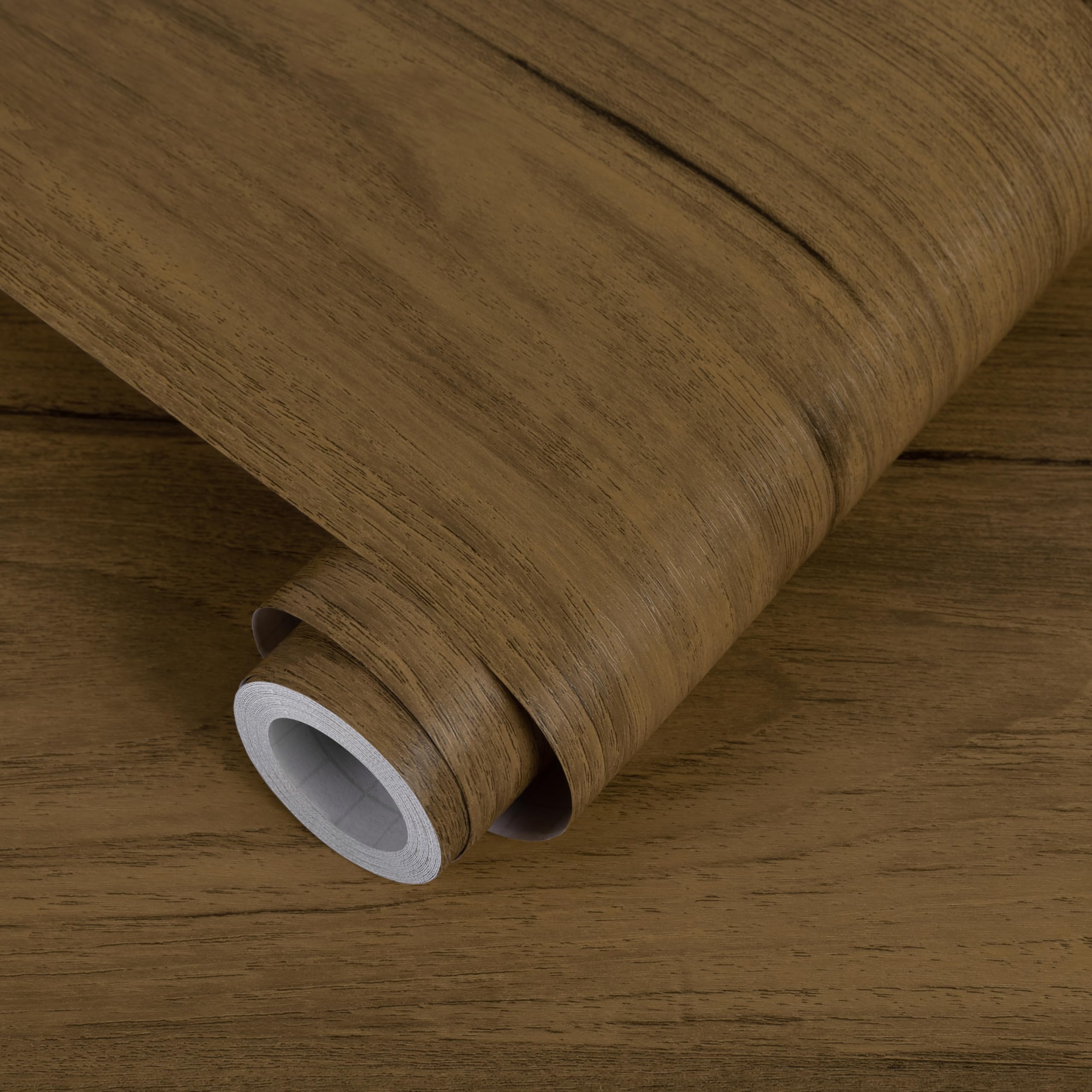 Abyssaly Sticky Back Plastic Wood Effect Vinyl Self Adhesive - Brown Oak Wood Vinyl Wrap for Furniture - Self Adhesive Wallpaper Waterproof Removable Kitchen Wall Cupboards 60 x 500 cm — image 1