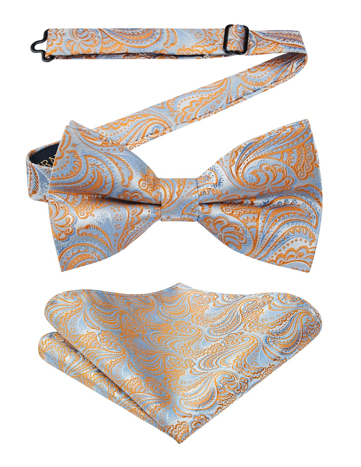 HISDERN Bow Ties for Men Paisley Floral Pre-tied Bowtie Pocket Square Set Men's Formal Bow Ties Wedding Party