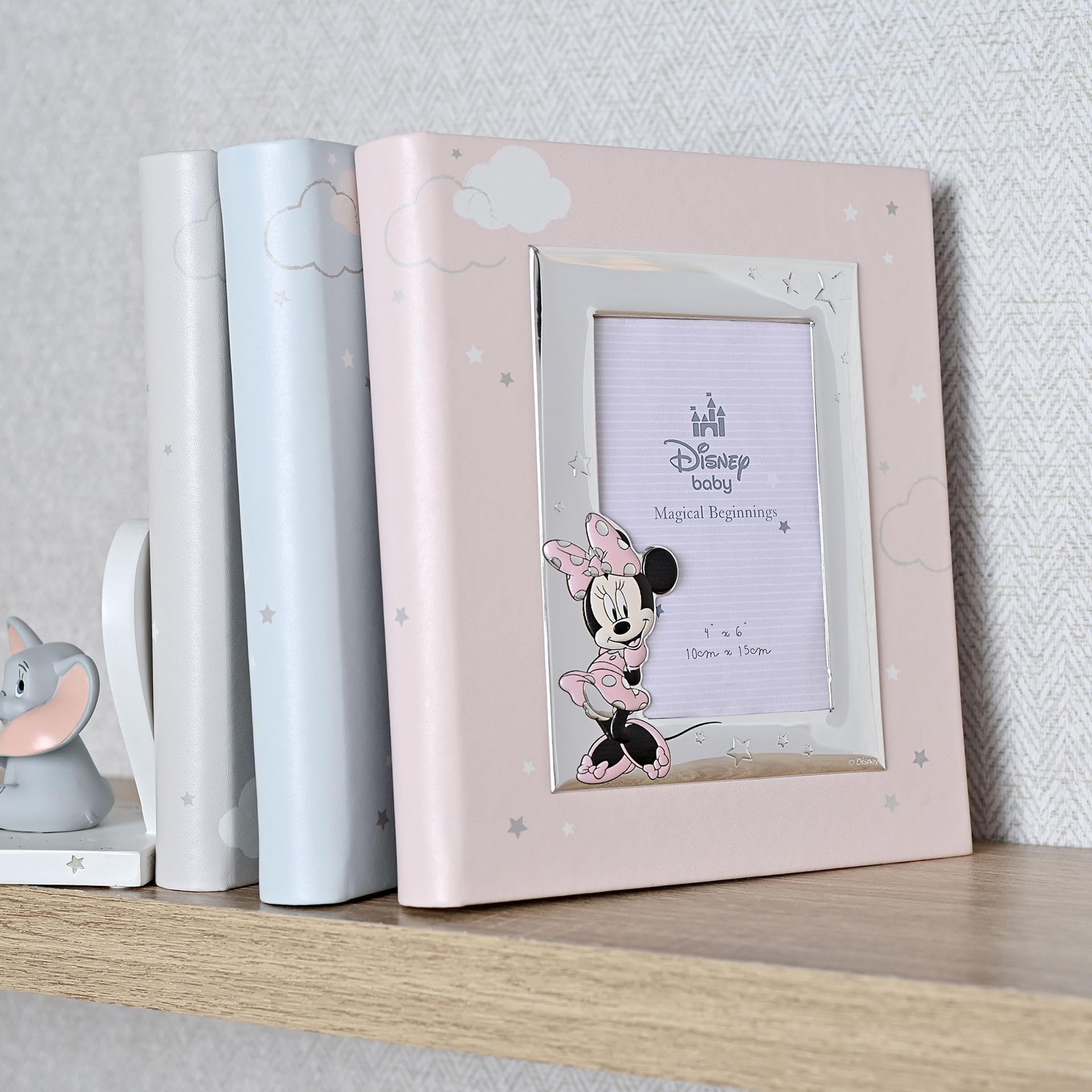 Disney - Dumbo - Album Fotografico primo Anni Argentato con Cornice Frontale 10,2 x 15,2 cm - Made in Italy - Licenza Ufficiale Disney Merchandise - 29 Pagine - primo Anni Nido, Bambini