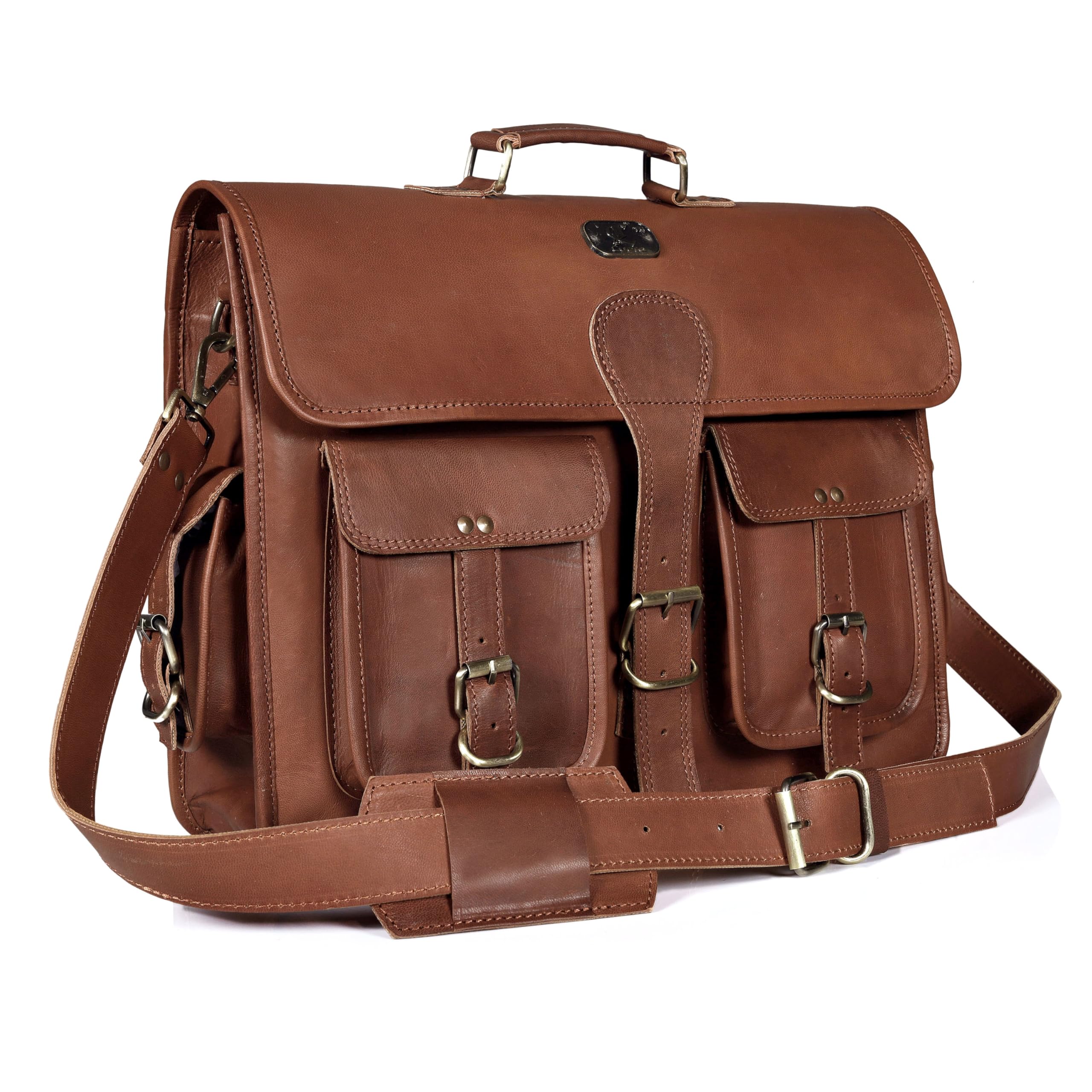 18 Inch Buffalo Leather Laptop Briefcase