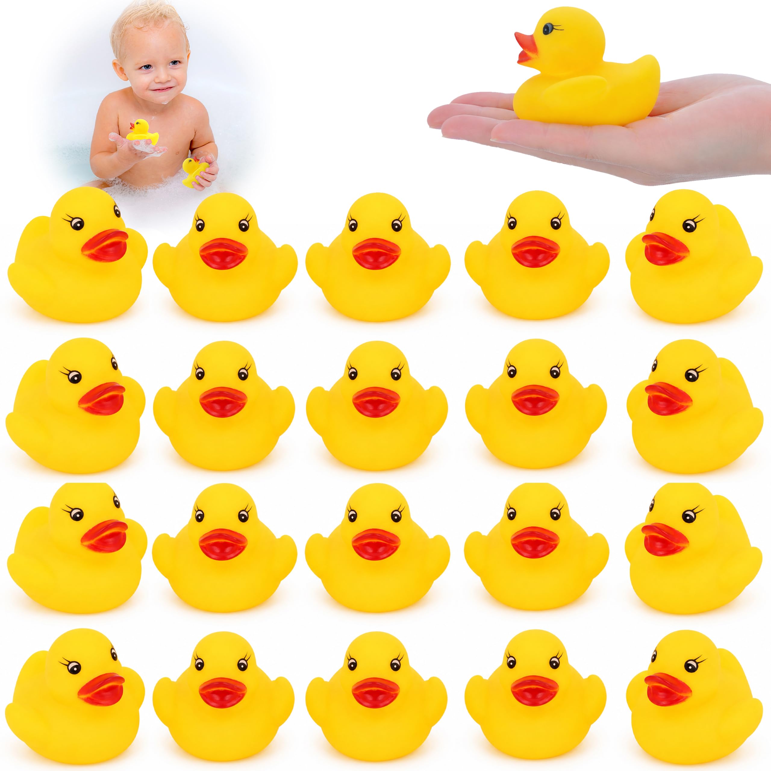 12PCs Mini Rubber Ducks 5cm/1.97" - Floating Bath Duck Toys for Toddlers Boys Girls, Float Rubber Ducks in Bulk Baby Shower Duck Decorations Party Favors