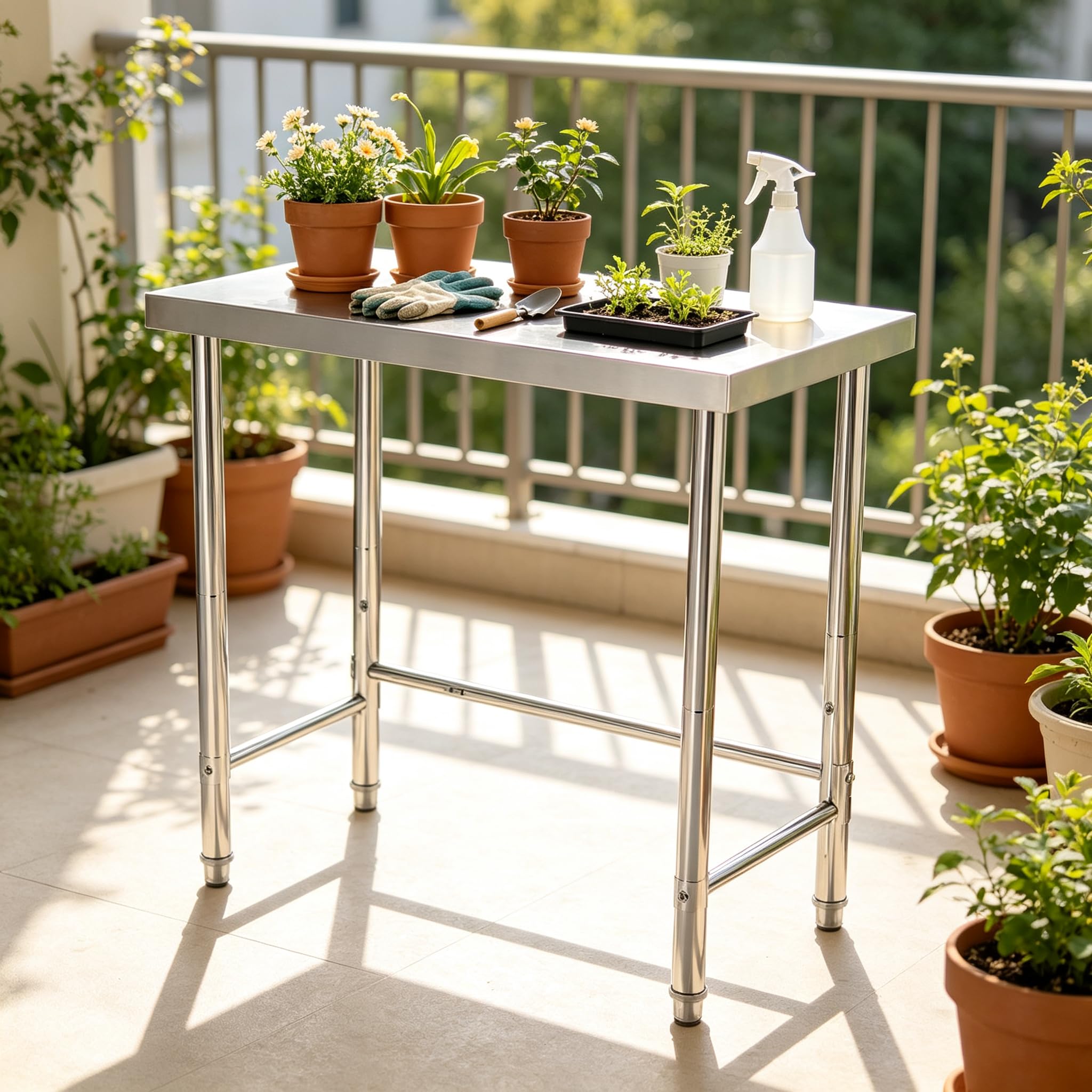 Table préparation Acier Inoxydable NSF sans roulettes