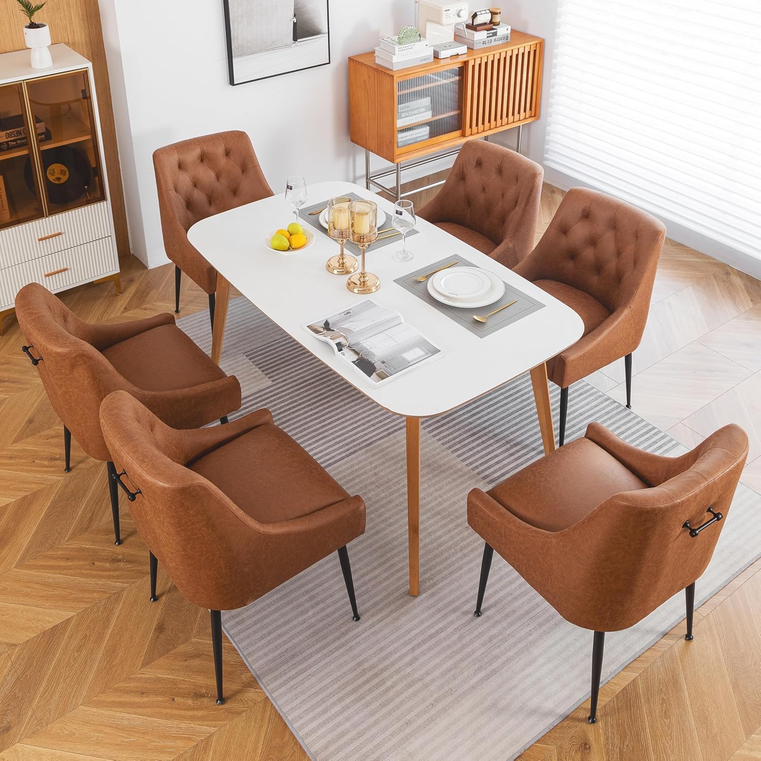 LONXIU Esszimmerstühle mit 13 cm Kissen und Rückseitiger Hebel, Metallbeinen, Küchenstuhl Modern Design, für Küche Esszimmer, Wohnzimmer, Schlafzimmer