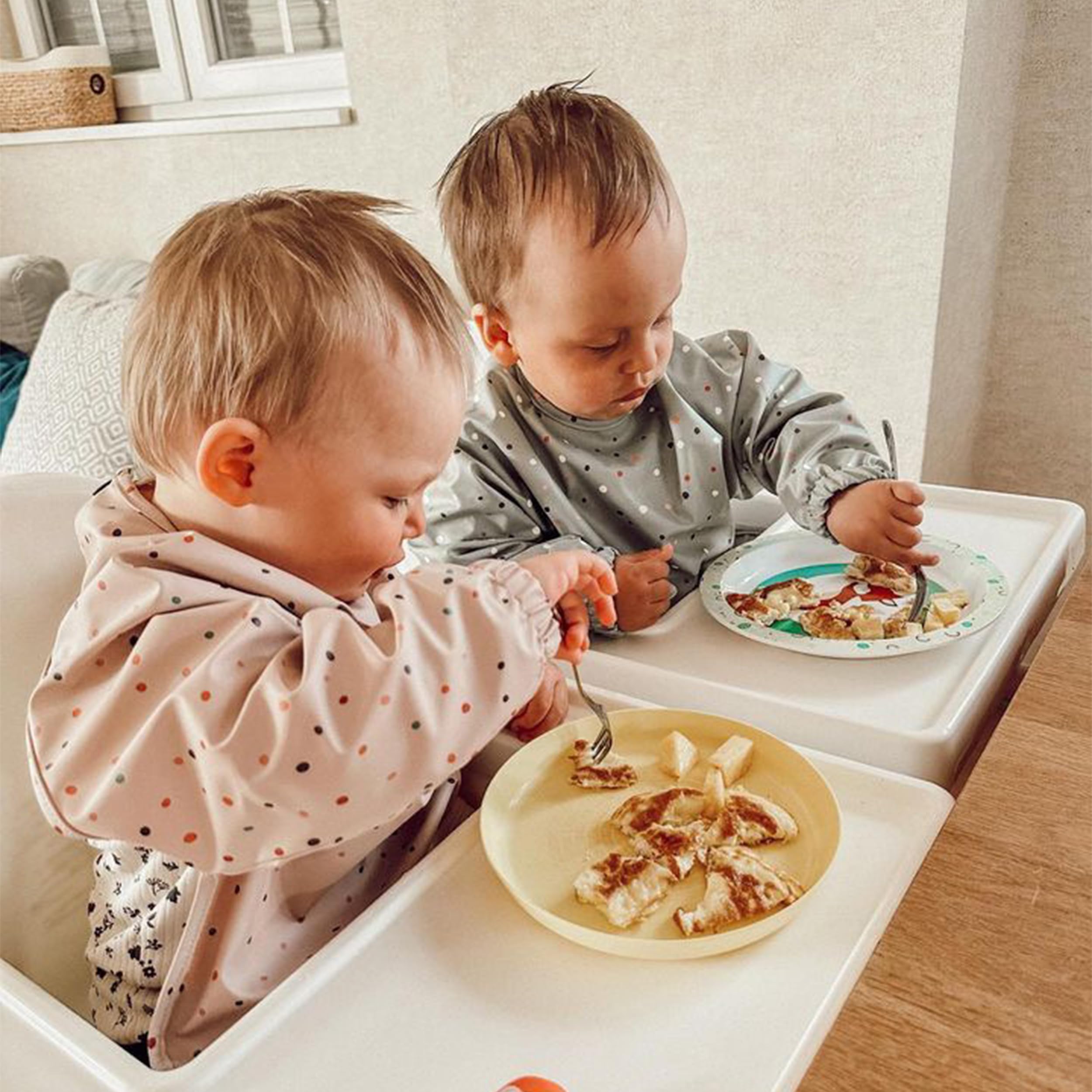 Nombear Baby Bibs with Sleeves for 6-24 Months, 2 Pack, Easy Wipe Clean, Machine Washable Baby Weaning Bib with Sleeves - Image 3