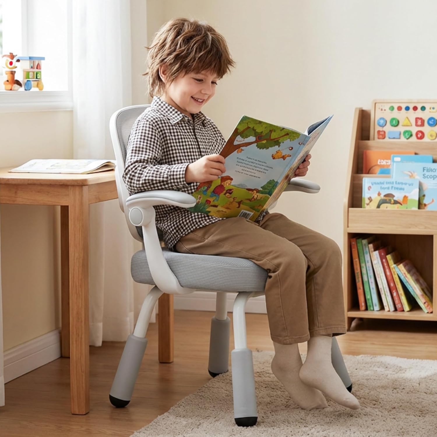 ERIYA Kids Desk Chair, Kids Study Chair,Height-Adjustable with Back Support, Ergonomic Design, Multifunctional for Study, Work & Dining – Ideal for Boys & Girls' Bedrooms & Schools