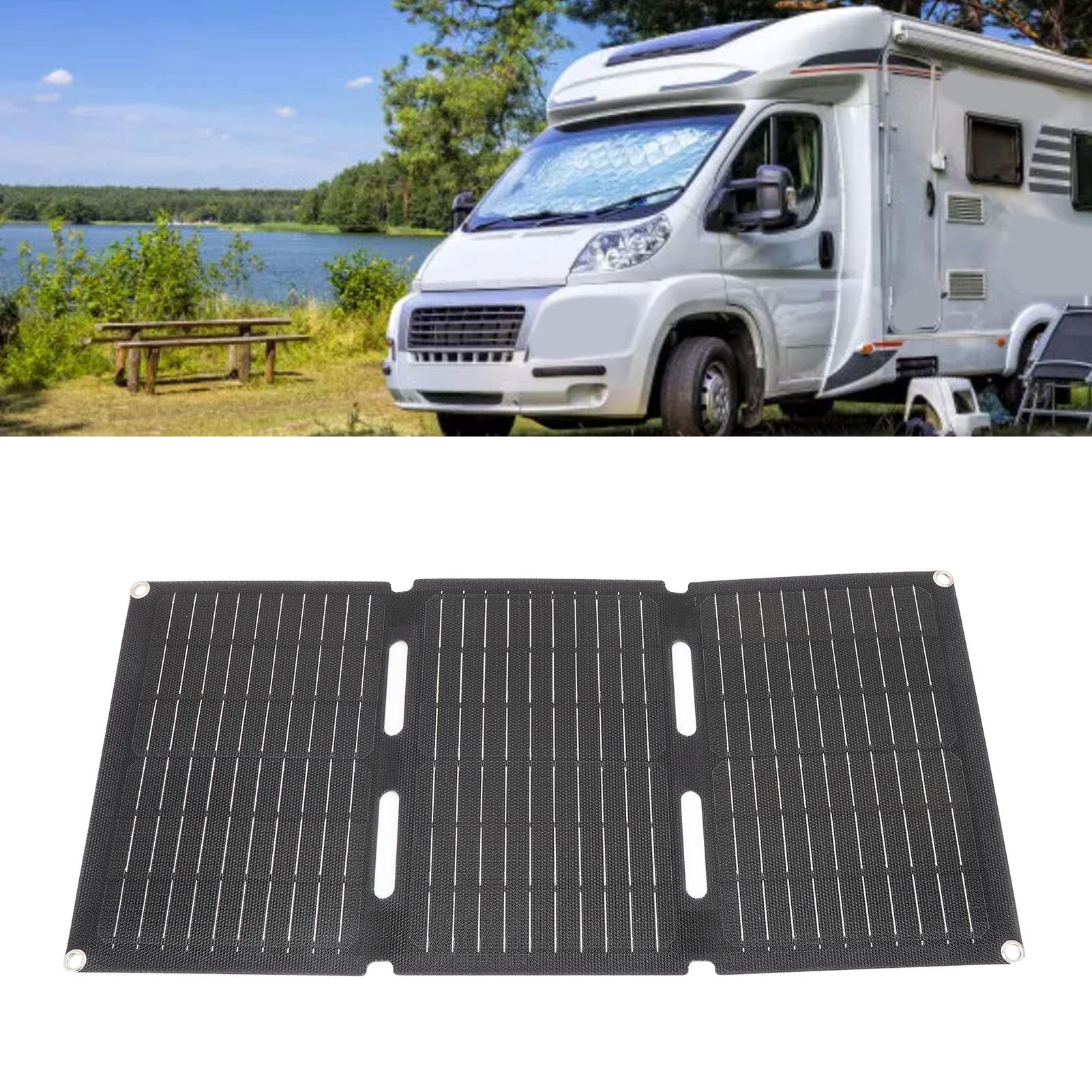 Efficienza Ad Alta Conversione Pannello Solare Pieghevole Caricatore 60W Monocristallino USB di Tipo C DC Design Impermeabile per Campeggio e Escursioni
