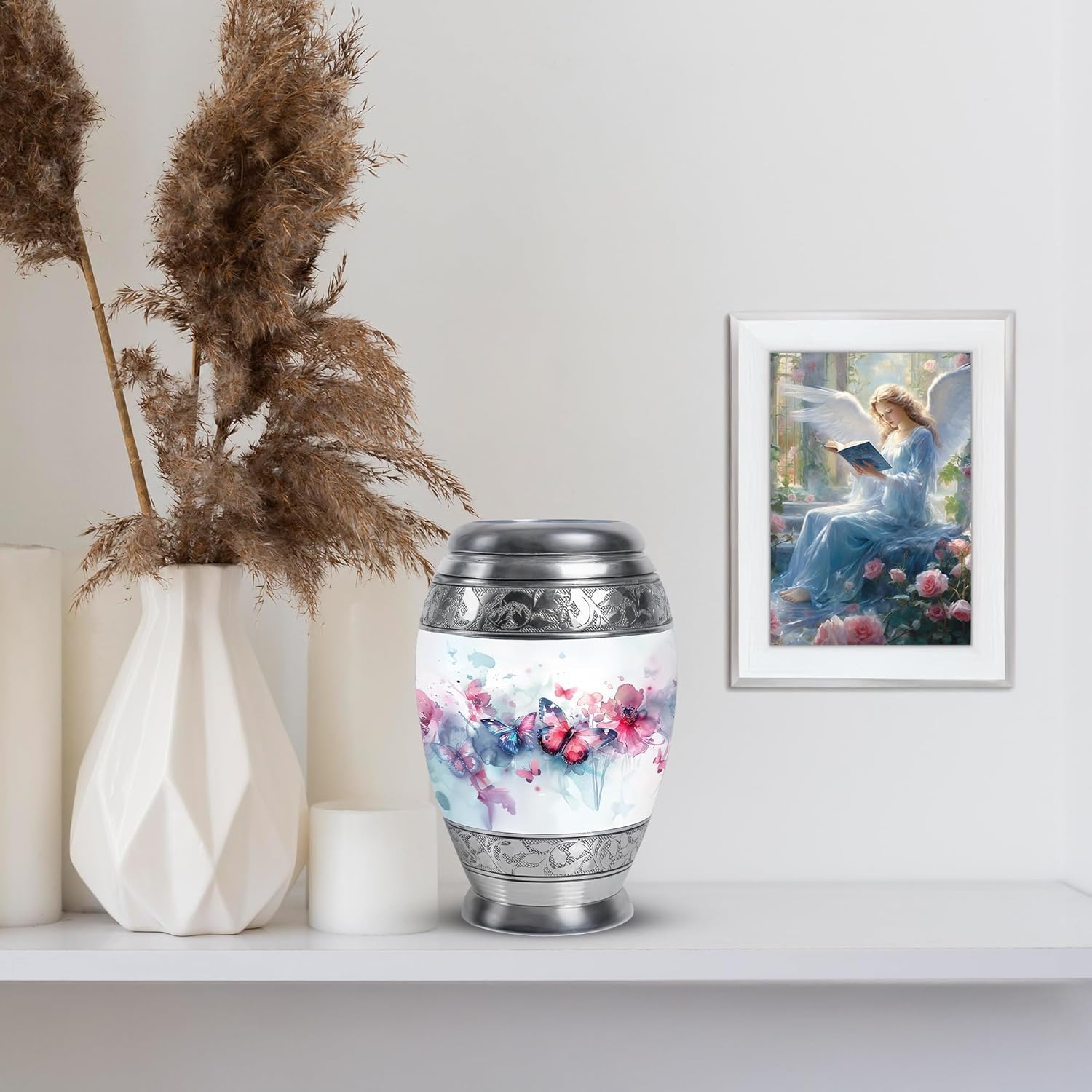 Watercolor Butterflies & Blooms Keepsake - 3" Mini Urns for Human Ashes - Memorial for Parents, Grandparents, or Pet - Elegant Remembrance for Ashes