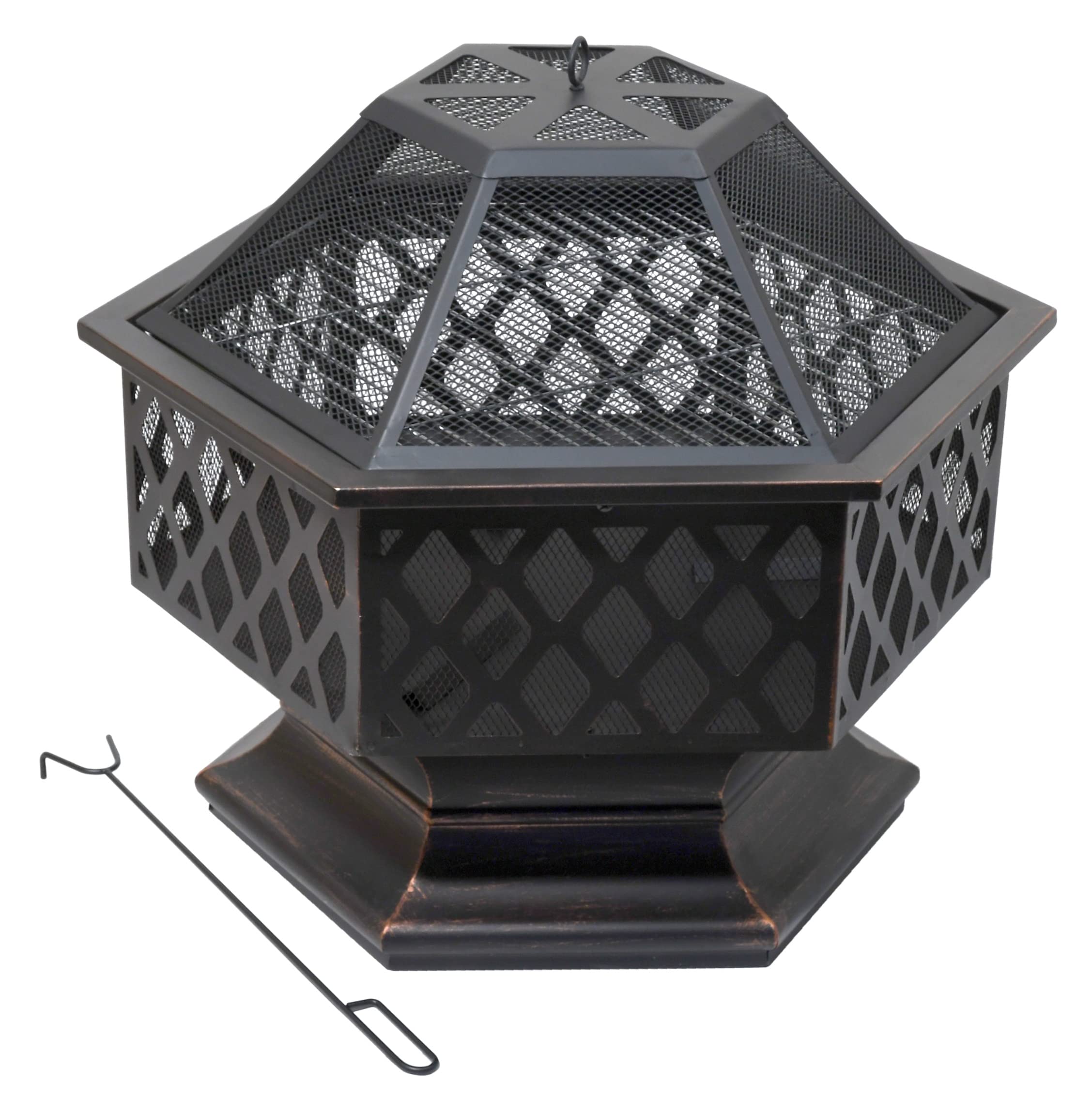 Brasero hexagonal en cuivre pour réchauffer vos soirées d'automne sur la terrasse