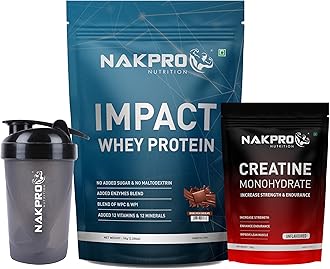 Impact Whey Protein Supplement Powder Combo (1 kg with Creatine & Shaker, Double Rich Chocolate)