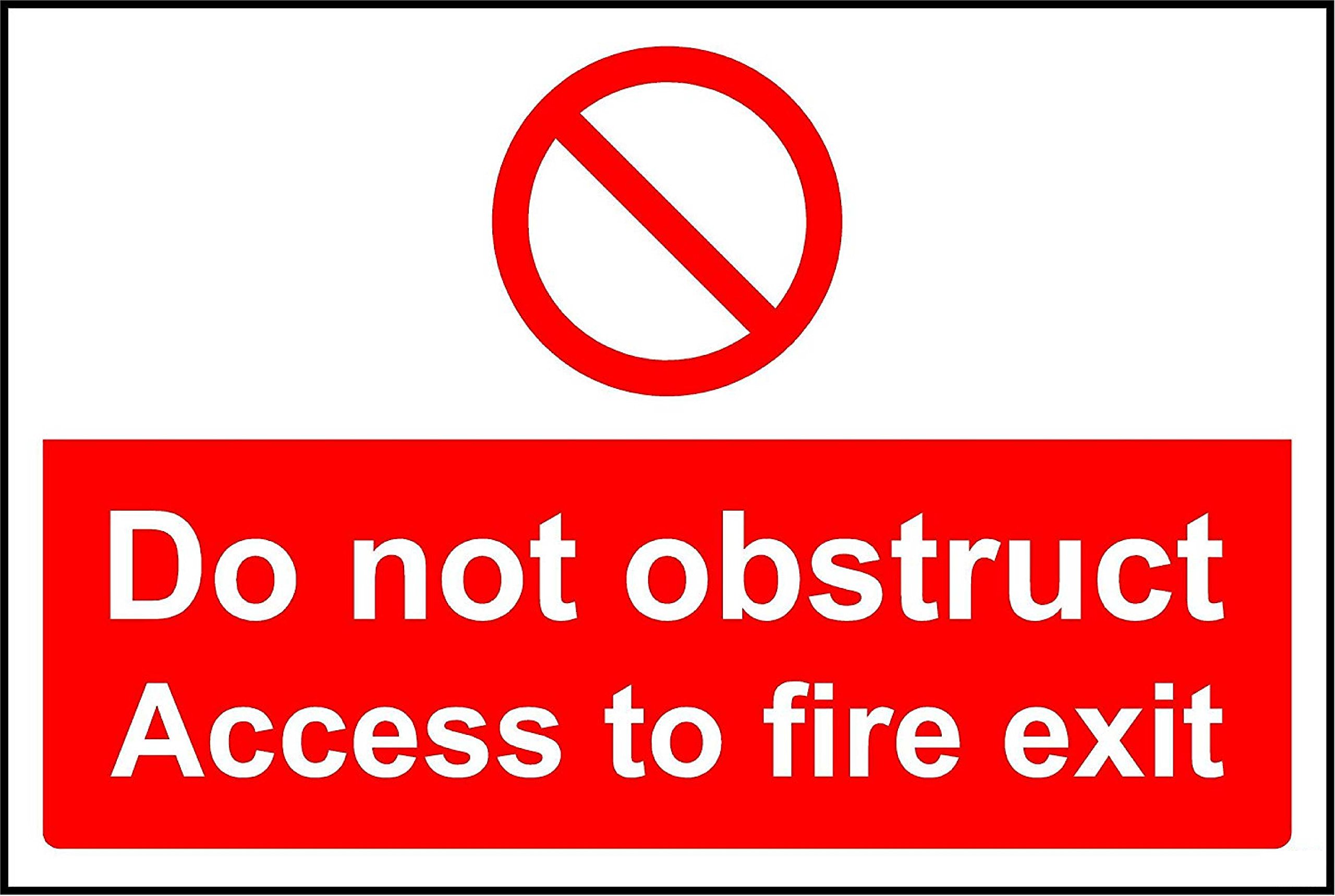Kpcm Display Ltd Do Not Obstruct Access To Fire Exit Safety Sign - 3Mm Aluminium Signs 400Mm X 300Mm