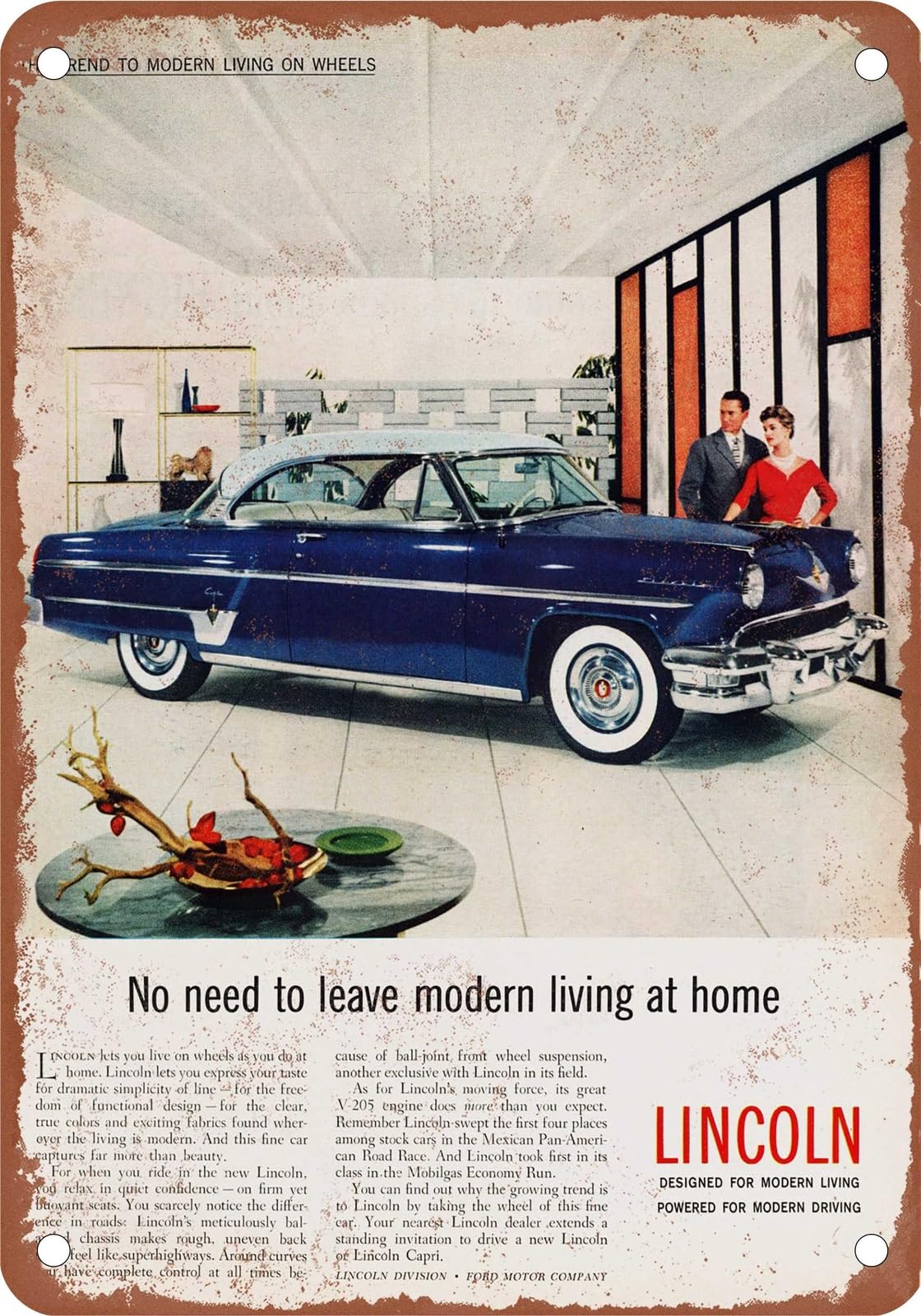 METAL SIGN - 1954 Lincoln Vintage Ad 02 - Old Retro Rusty Look home decor