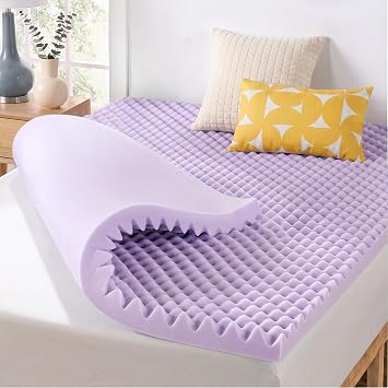 Best Price Mattress 2 Inch Egg Crate Memory Foam Mattress Topper with Soothing Lavender Infusion, CertiPUR-US Certified, Dorm Essentials, Queen