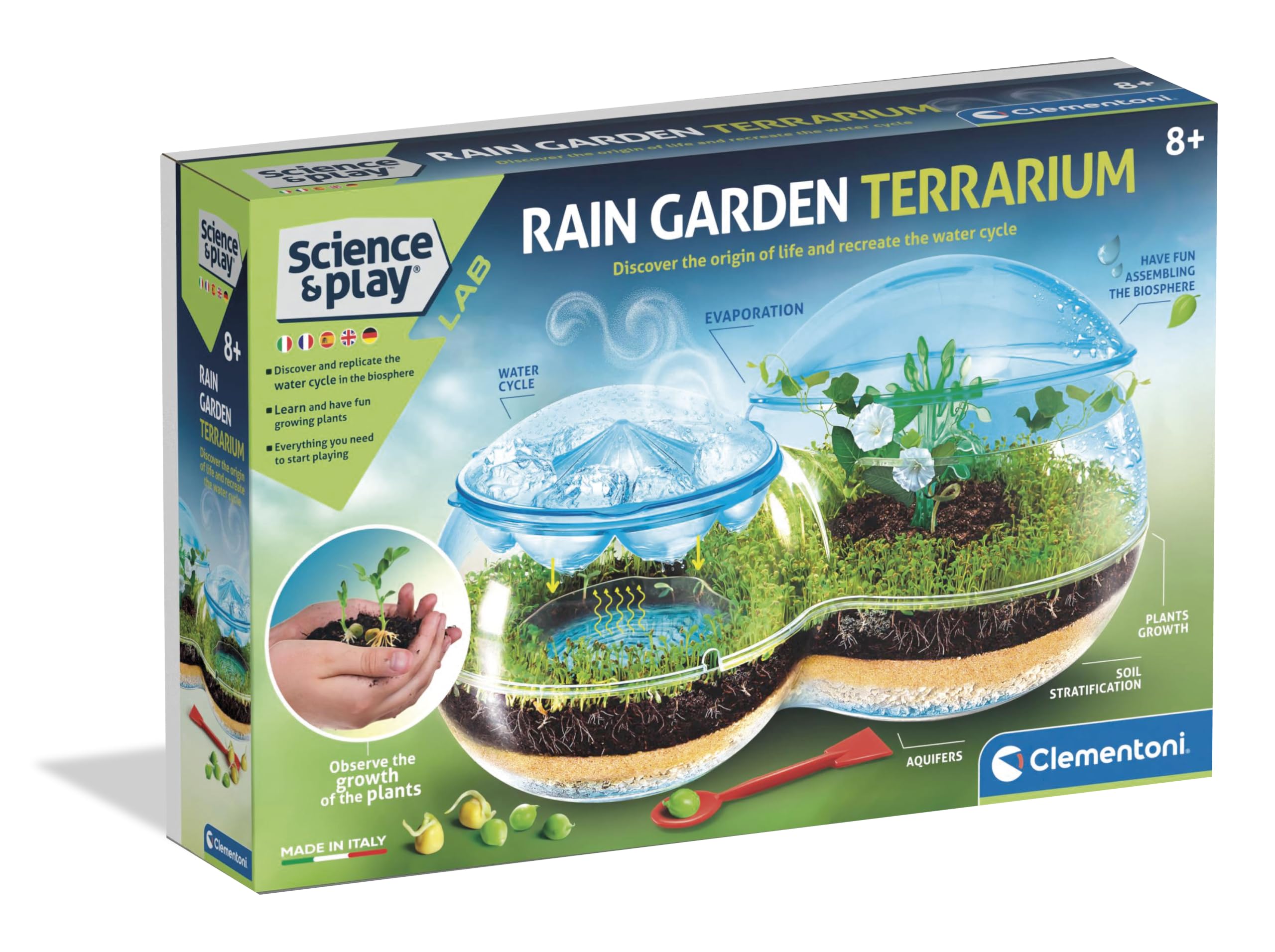 Clementoni Scienza e Gioco Lab - Rain Garden Terrarium, Kit Botanica 8+