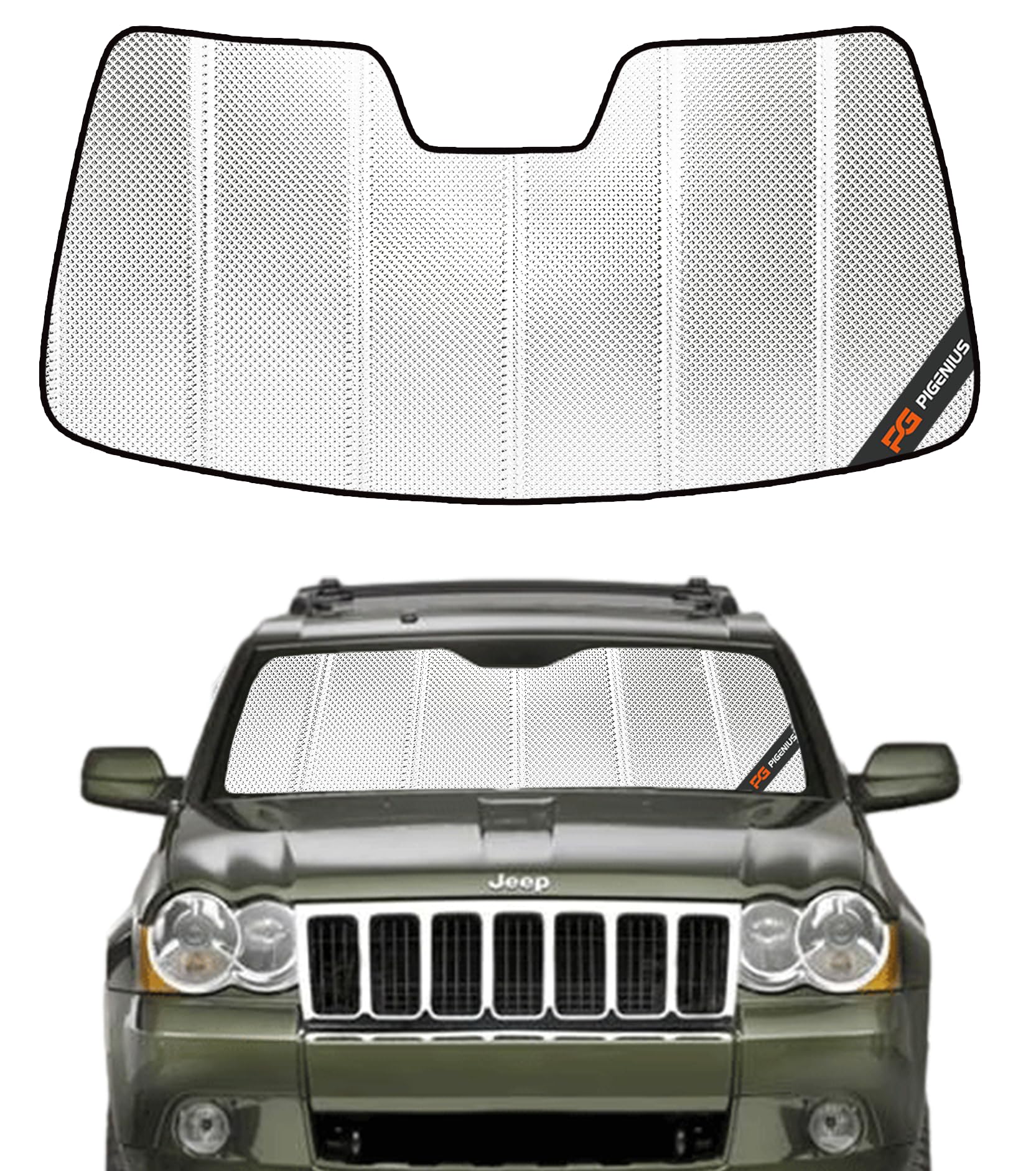 Windshield Sun Shade for 2008-2010 Jeep Grand Cherokee. Front Window Sunshade with Storage Bag