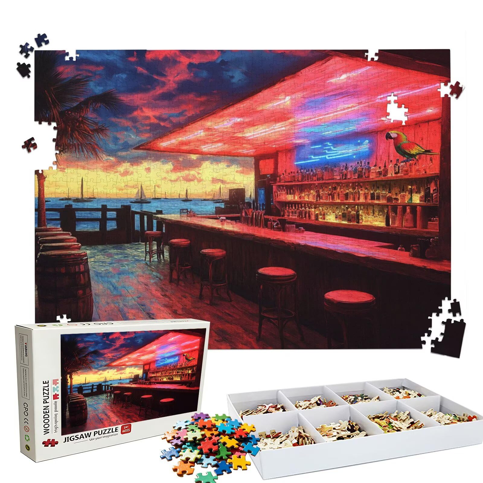 Puzzle 2000 Pezzi barca a vela cocktail bar, Puzzle 2000 Pièces Challenge Impossible, Puzzles 99.5x70.5 cm Taglia Grande Adulti, Giochi Educativo per Famiglie, Idea Regalo Decorazioni Casa W3H-840