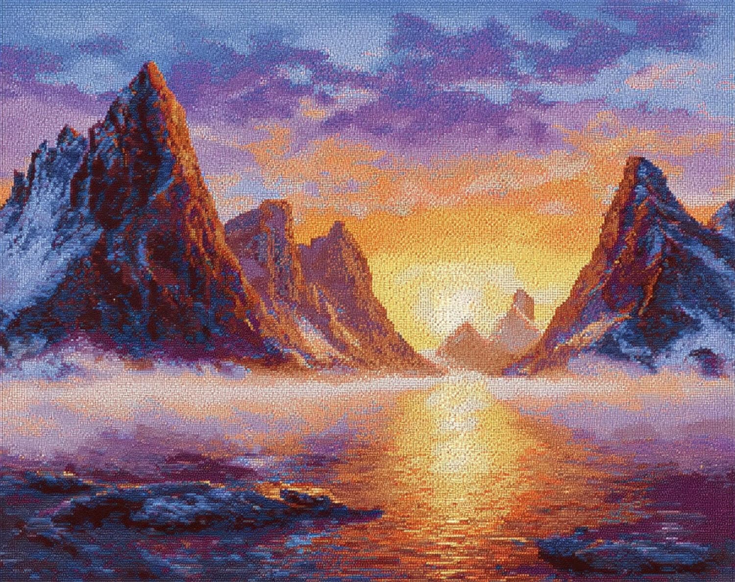 Henypt DIY Latch Hook Rug Kits Snow-Capped Mountains and Lakes 60x90cm