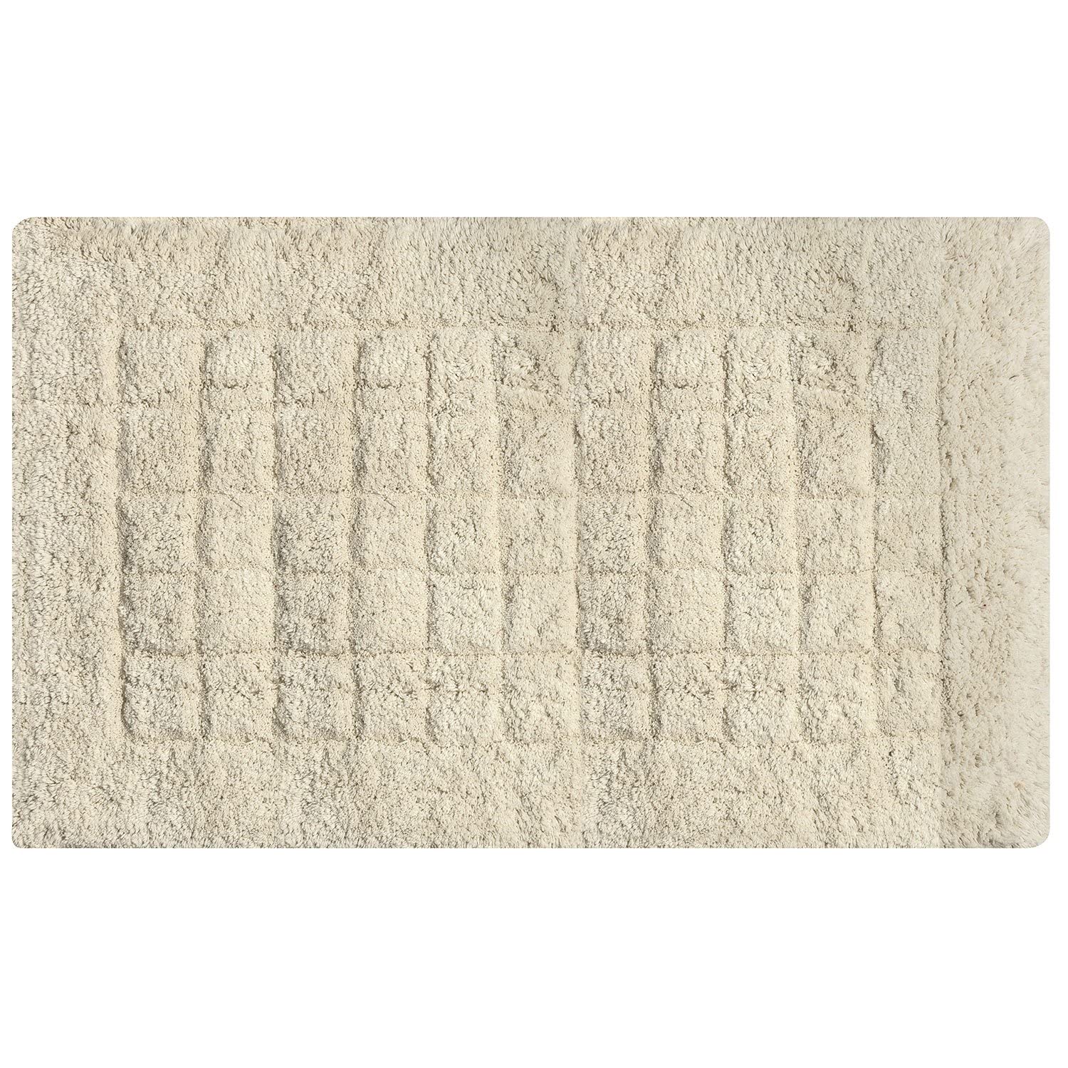 OLIVO.shop Tappeto da bagno moderno in cotone, Multiuso, 50x80 cm | Tappeto in cotone organico certificato, morbido e assorbente, morbido al tatto, 2 misure, Trama QUADRI NATURAL