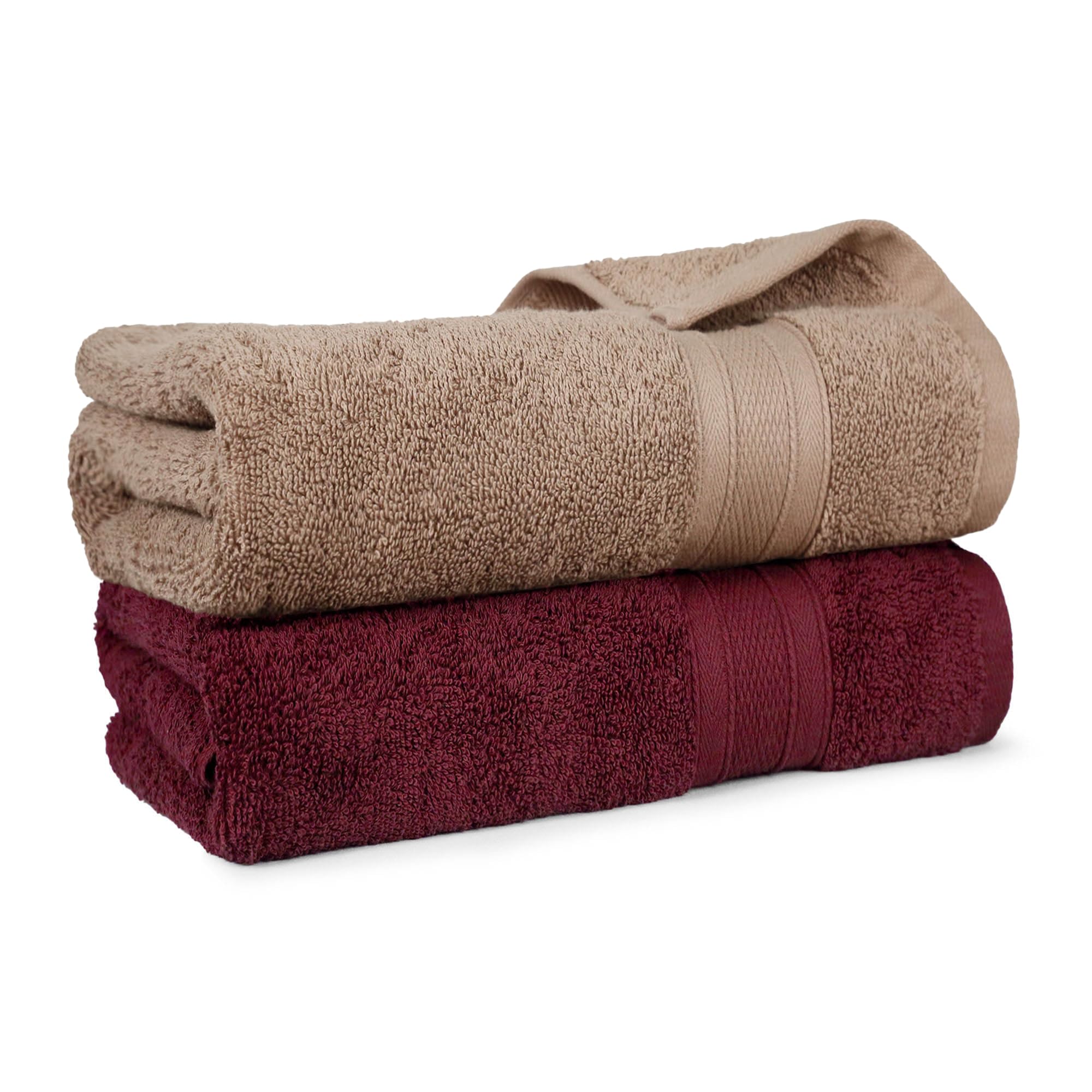 MYTRIDENT Soft Comfort Air Rich 100% Cotton Towels for Bath, 500 GSM Large Size Bathroom Towels for Men/Women, 2PC Bath (69 cm x 137 cm), Acorn and Wine Red-image-43