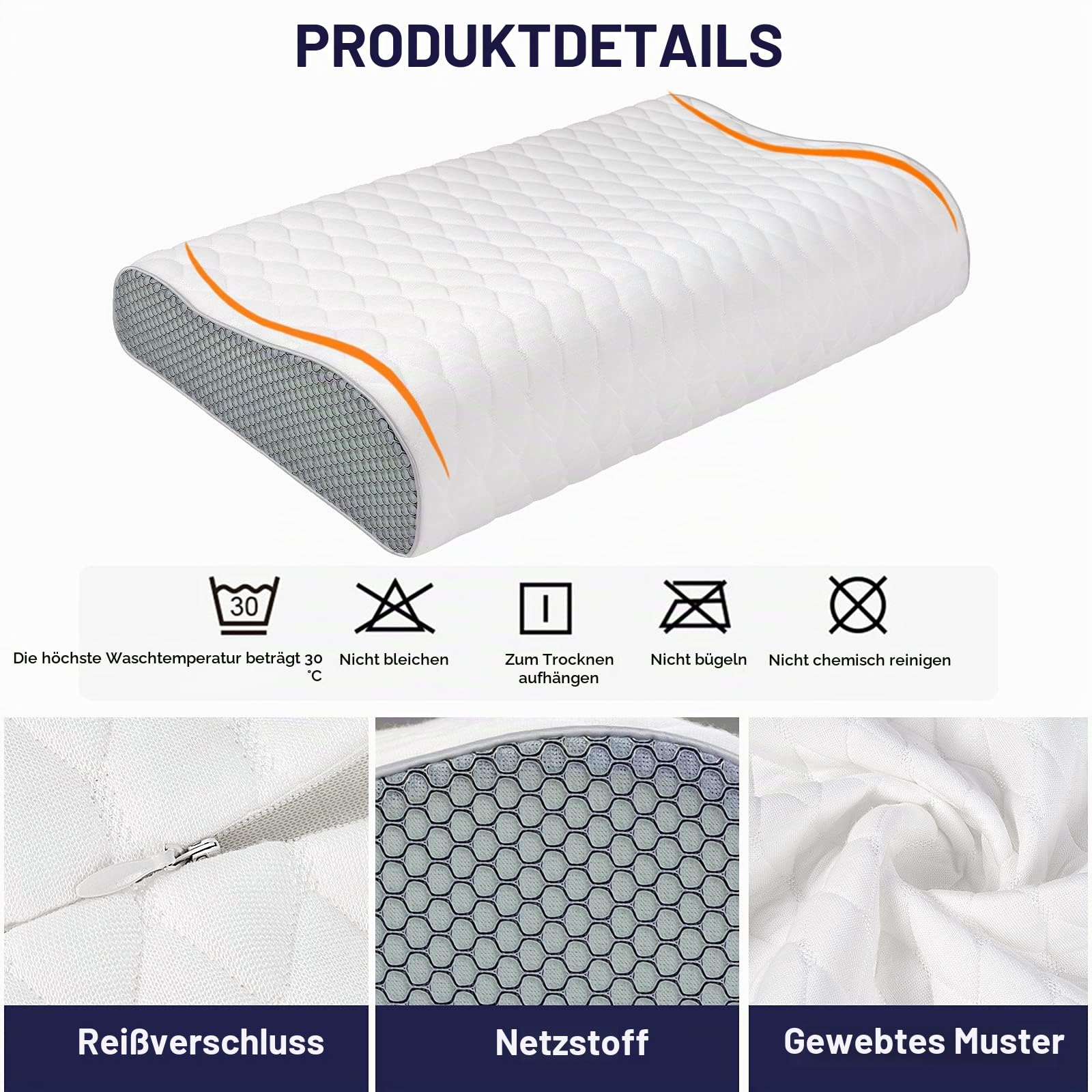 Fityou Ergonomisches Schlafkissen, Memory Foam Kopfkissen, nackenstützkissen, Höhenverstellbar, waschbarer Kissenbezug(60x35x9/11cm)