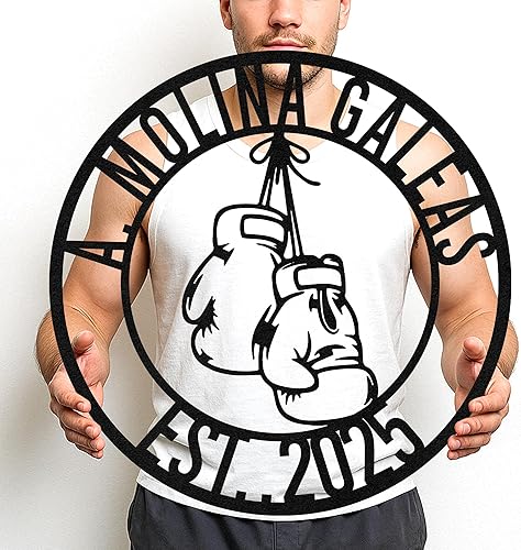 Miniatura 12 de Letrero de metal para gimnasio, decoración de sala de entrenamiento, arte de pared motivacional para levantamiento de pesas, centro de garaje en