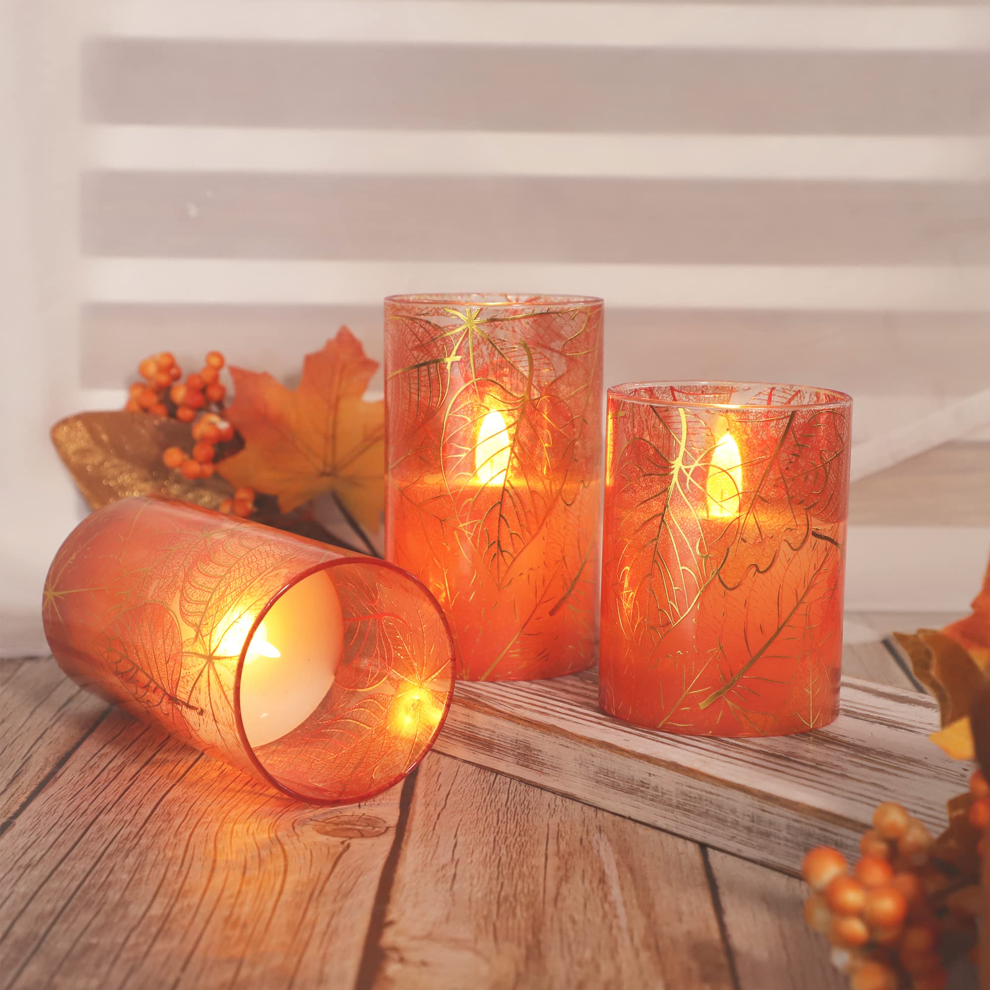 Candele senza fiamma con foglie tremolanti, a LED, a batteria, con telecomando, in vera cera, con timer, per decorazioni di odiday e stanze