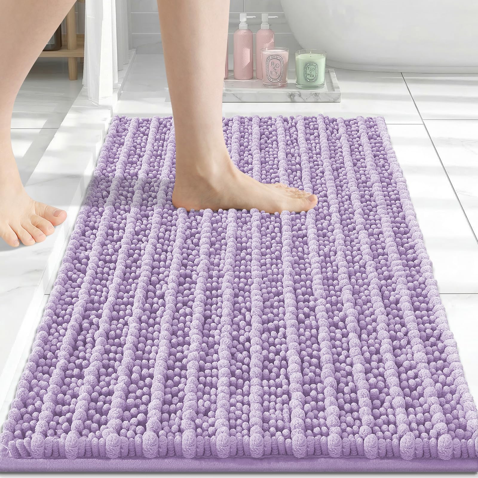 Arotive Bathroom Rugs Mat 30x17, Soft Absorbent Chenille Shaggy Bath Mat