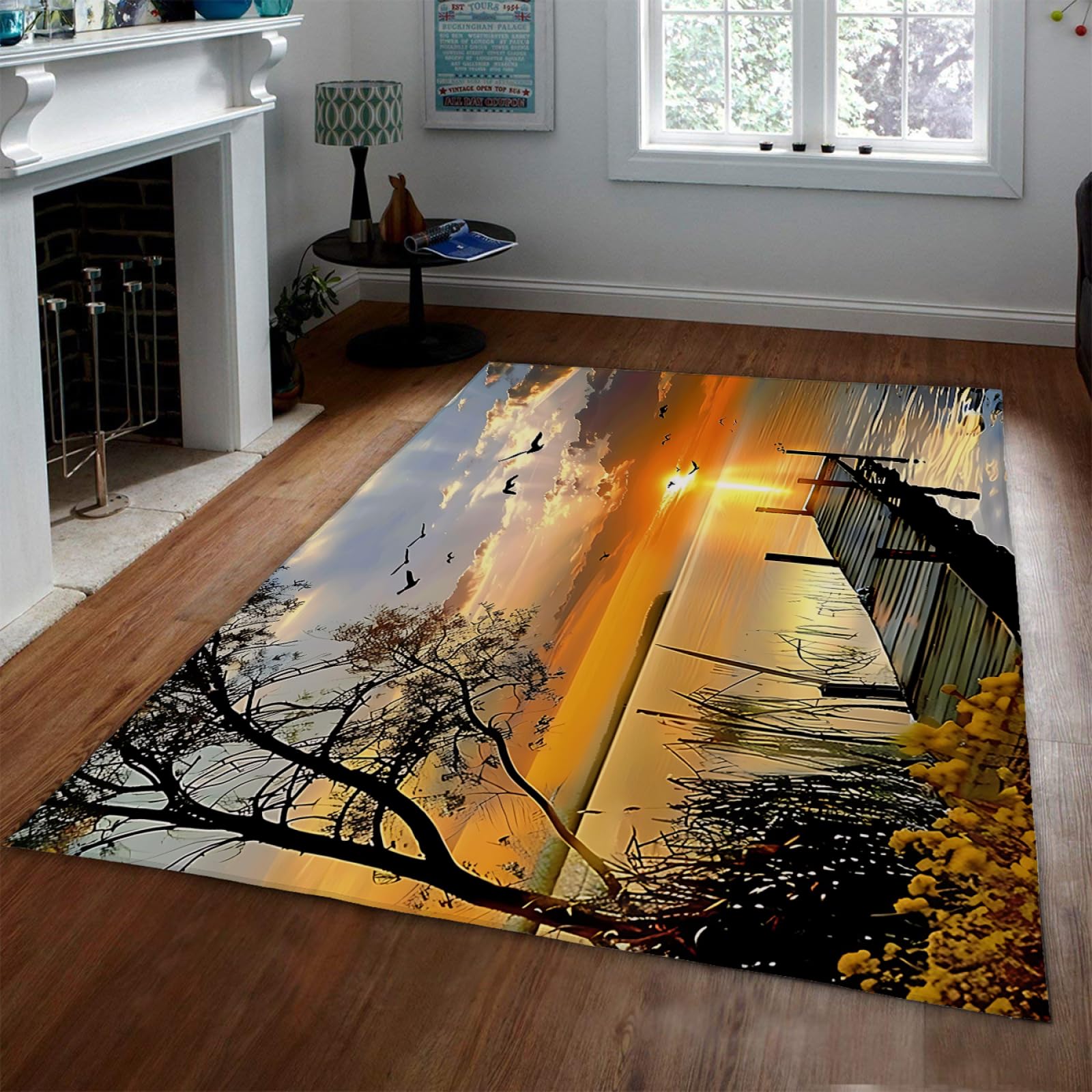 Tapis de chambre lavable lever de soleil pour sol doux