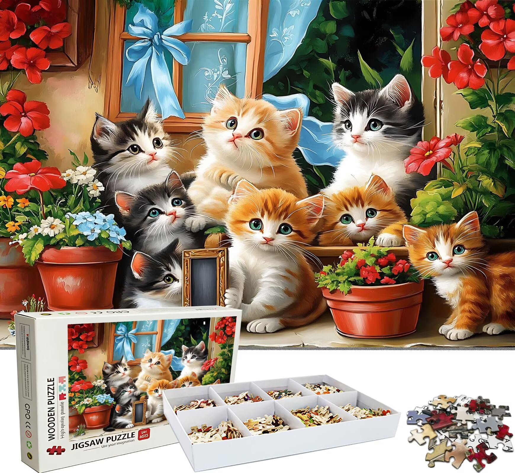Puzzle 2000 Teile, Holzpuzzle Erwachsene Tier Katze-3 Impossible Klassische Jigsaw Puzzles 99.5 x 70.5 cm, Familien Spiel, Puzzle Stressabbau Denkspiel, Home Dekor w0-167
