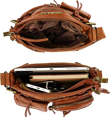 Vista 4 de Montana West Crossbody Bag for Women Multi Pocket Shoulder Medium Travel Purses Ultra Soft Washed Leather