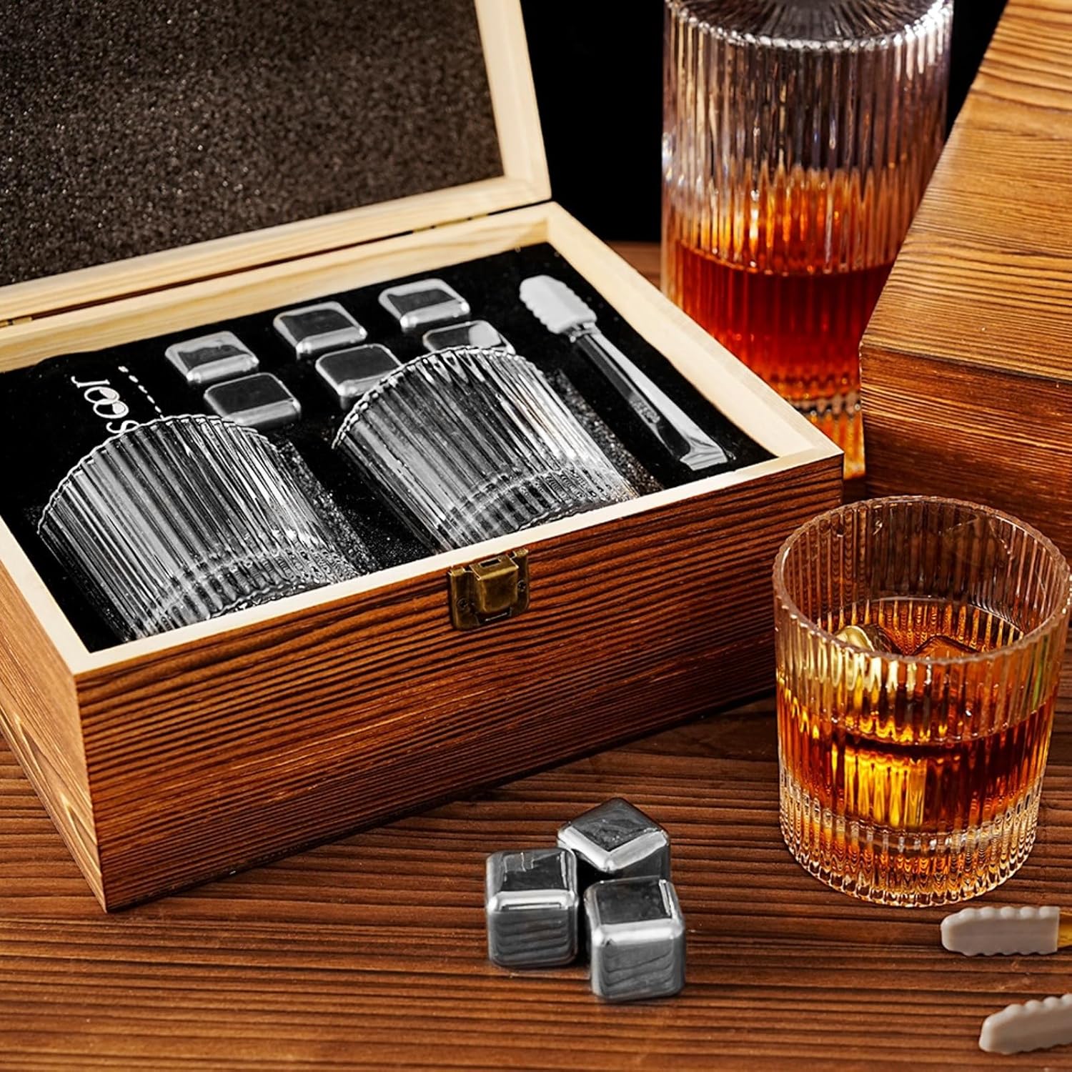 Whiskey Glasses Gift Set - Premium Heavy Glasses with Chilling Stones,Whiskey Stones Gift Set,Best Drinking Gifts for Men Dad Husband Boyfriend Birthday Anniversary Christmas