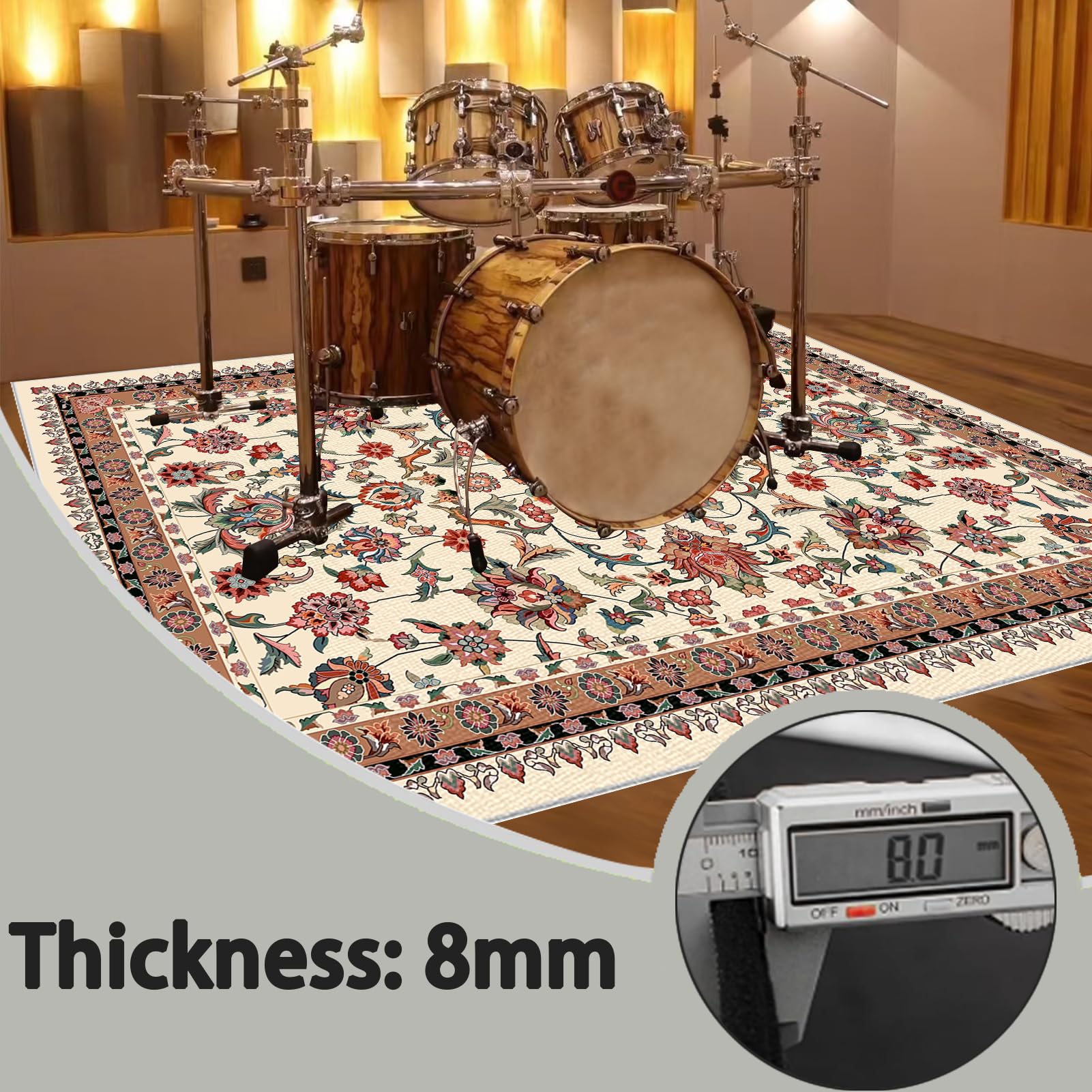 Tapis pour Batterie electronique 180 x 150 cm Tapis Batterie Acoustique Tapis Batterie Insonorisant Tapis de Tambour Tapis de Batterie Tapis Anti-dérapants Tapis de Sol pour Instruments de Musique