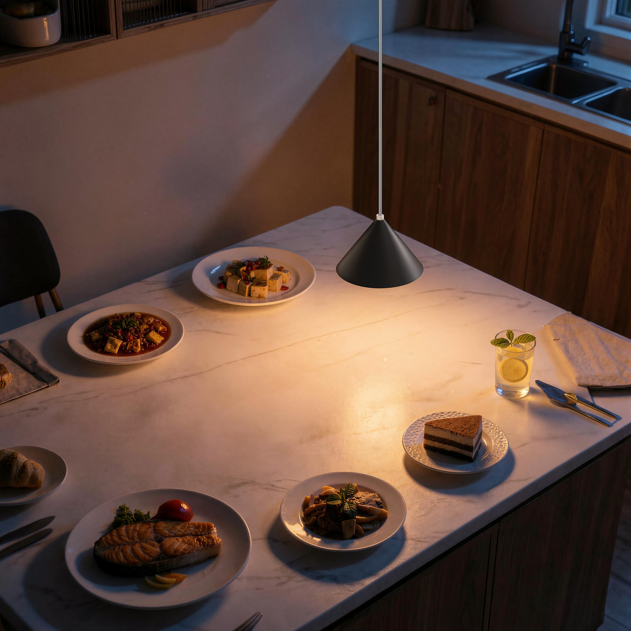 3 Pezzi Lampada a sospensione LED Moderne 12W 800LM, Regolabile In Altezza lampada a sospensione moderna Nero, Alluminio Per Soggiorno Sala Da Pranzo Kitchen Comodino Camera da Letto(3000K)