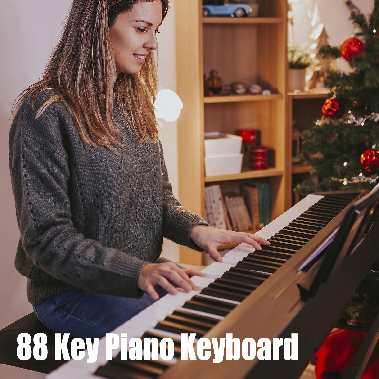 88 Key Digital Piano Electric Keyboard, 88 Key Keyboard Piano for for Beginner, with Power Adapter, Sustain Pedal, Stand, Bluetooth, Carrying Case, Headphones, USB-MIDI, for at Home/Stage