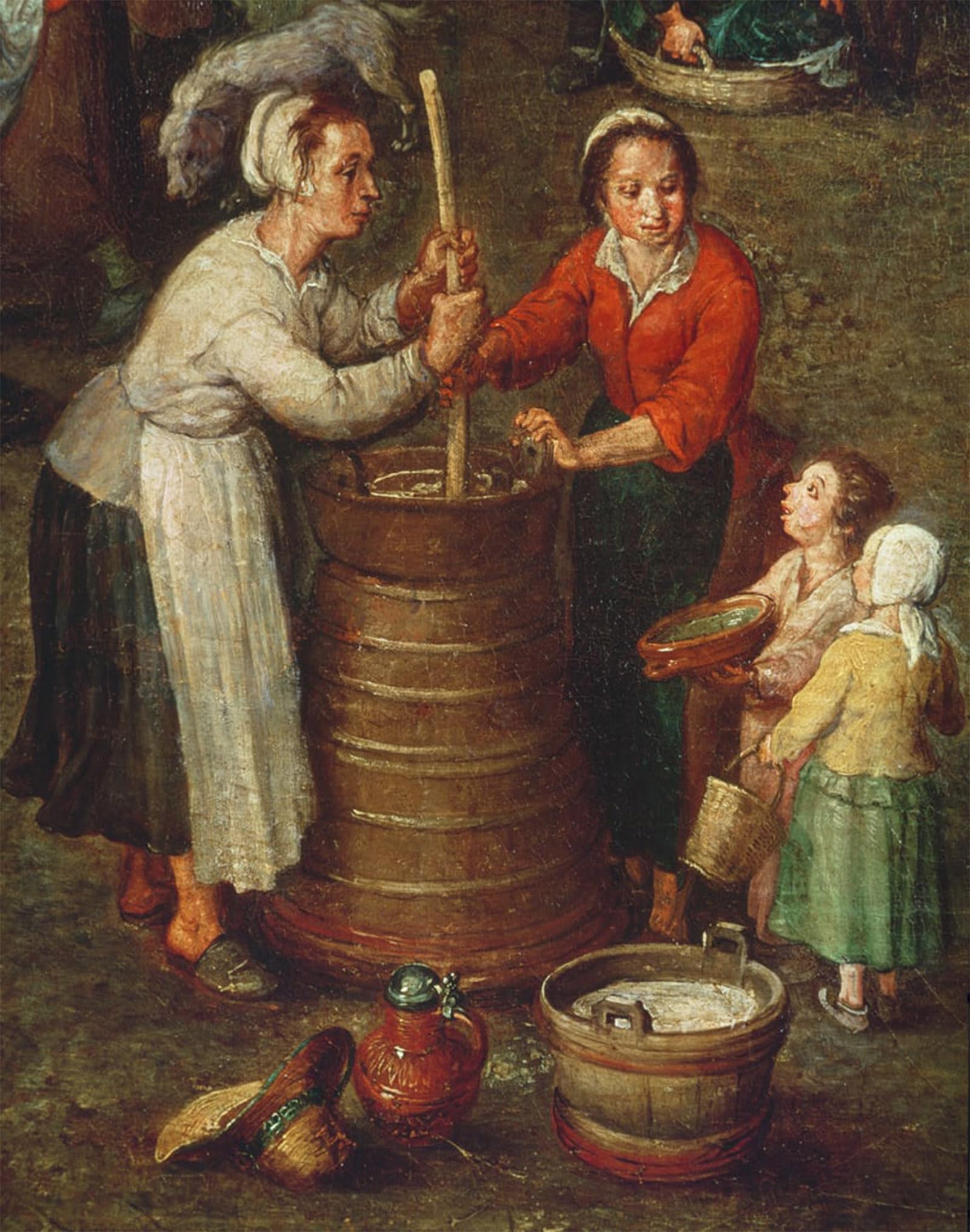 SERENDIPITP Retro Picture Poster Wall Art Pictures Painting Country Life Detail of Peasants Churning Milk Oil on Canvas by Jan the Elder Brueghel Wall Art Canvas Print for Wall Decor 60x90cm