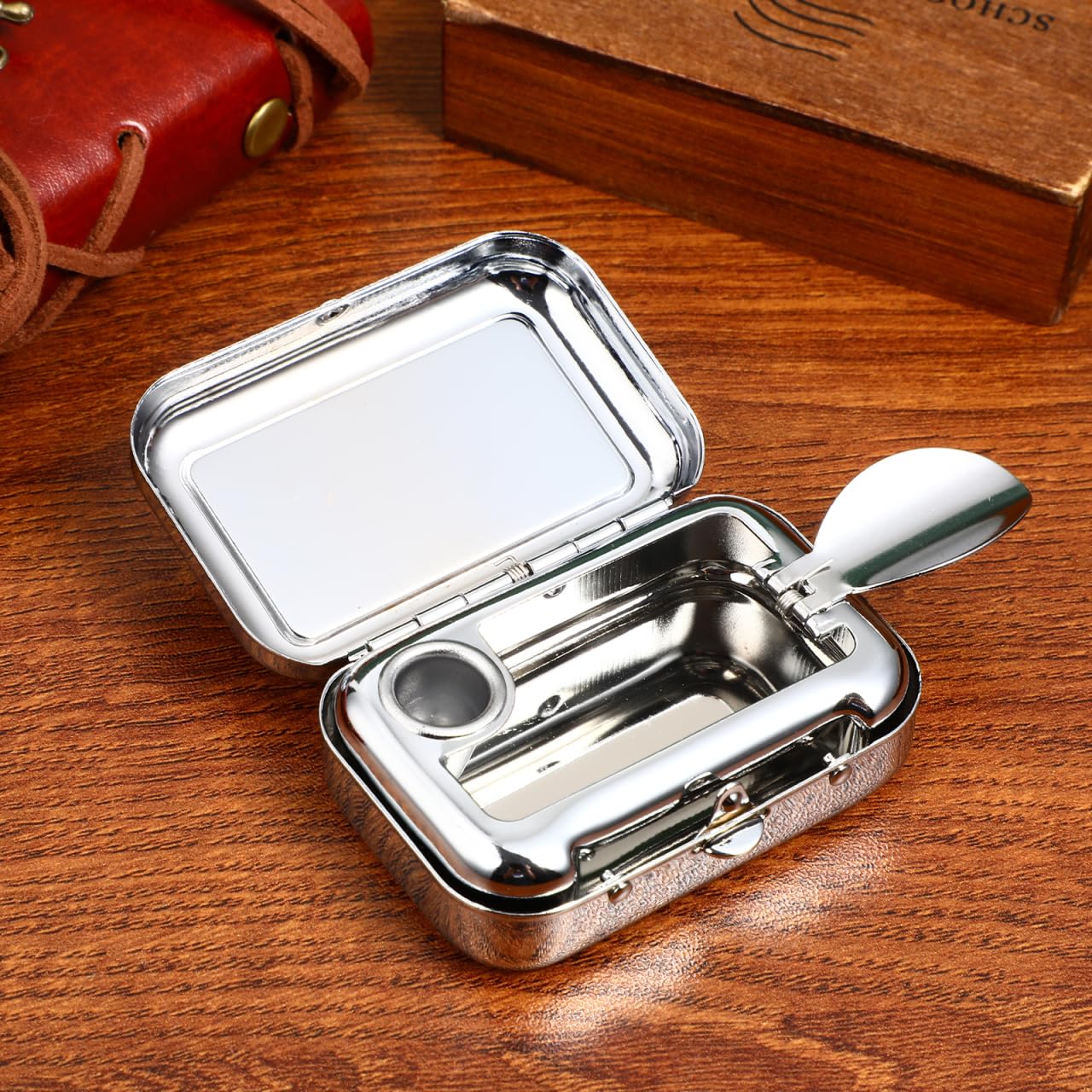 Pocket Ashtray Mini Portable Ash Tray Metal Cigar Ashtrays with Lid Cigarette Snuffer Ash Cigarette Butt Container for Home Office Travel White : Home & Kitchen