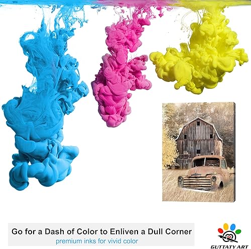 Miniatura 6 de Arte de pared rústico de camión viejo, impresiones en lienzo de granero, pintura de pared moderna de camiones y flores para decoración de cocina de