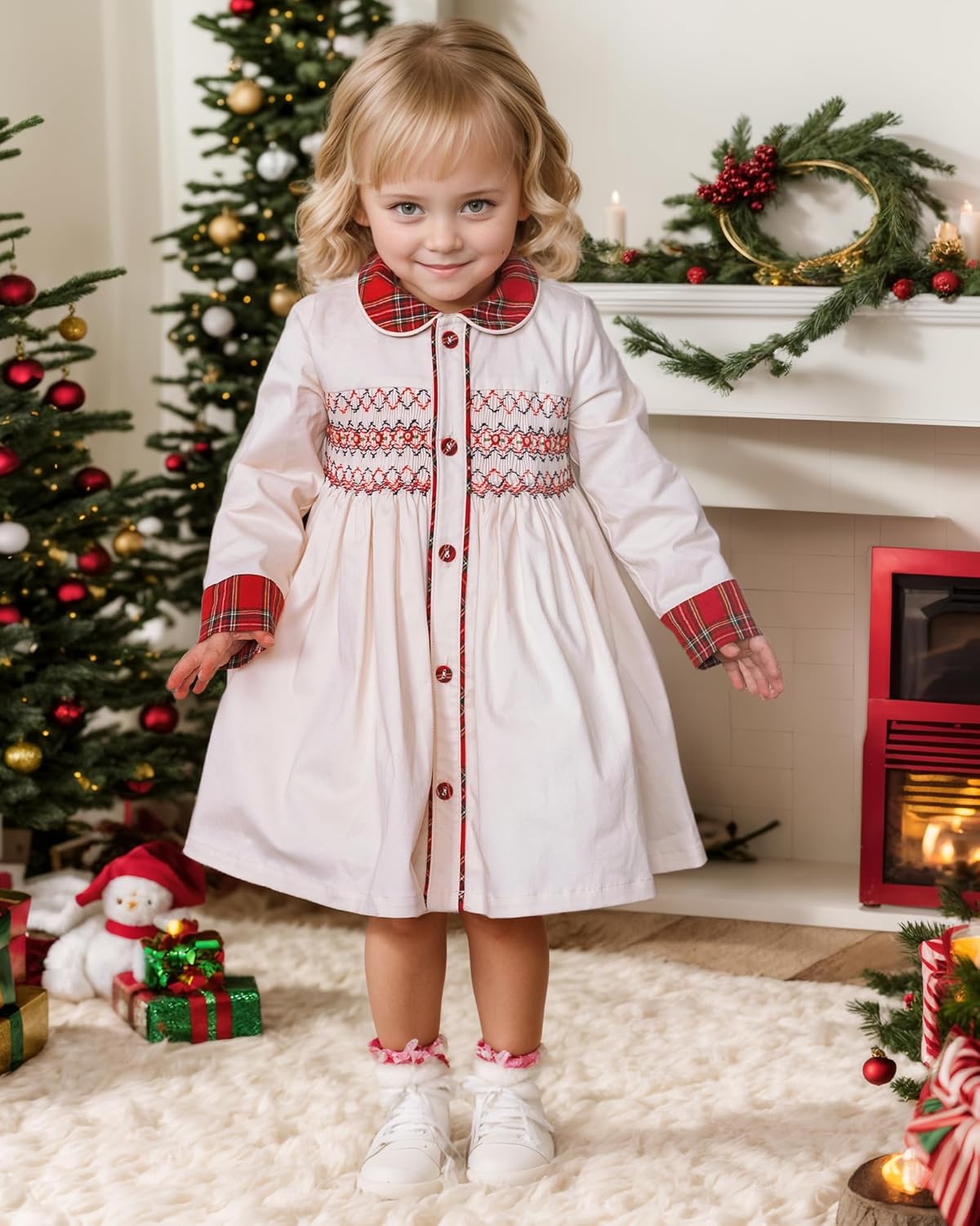 Toddler Smocked Dress Baby Girls' Clothing Long Sleeve Fall Dresses Family Matching Easter Clothes for Birthday Holiday - Image 2