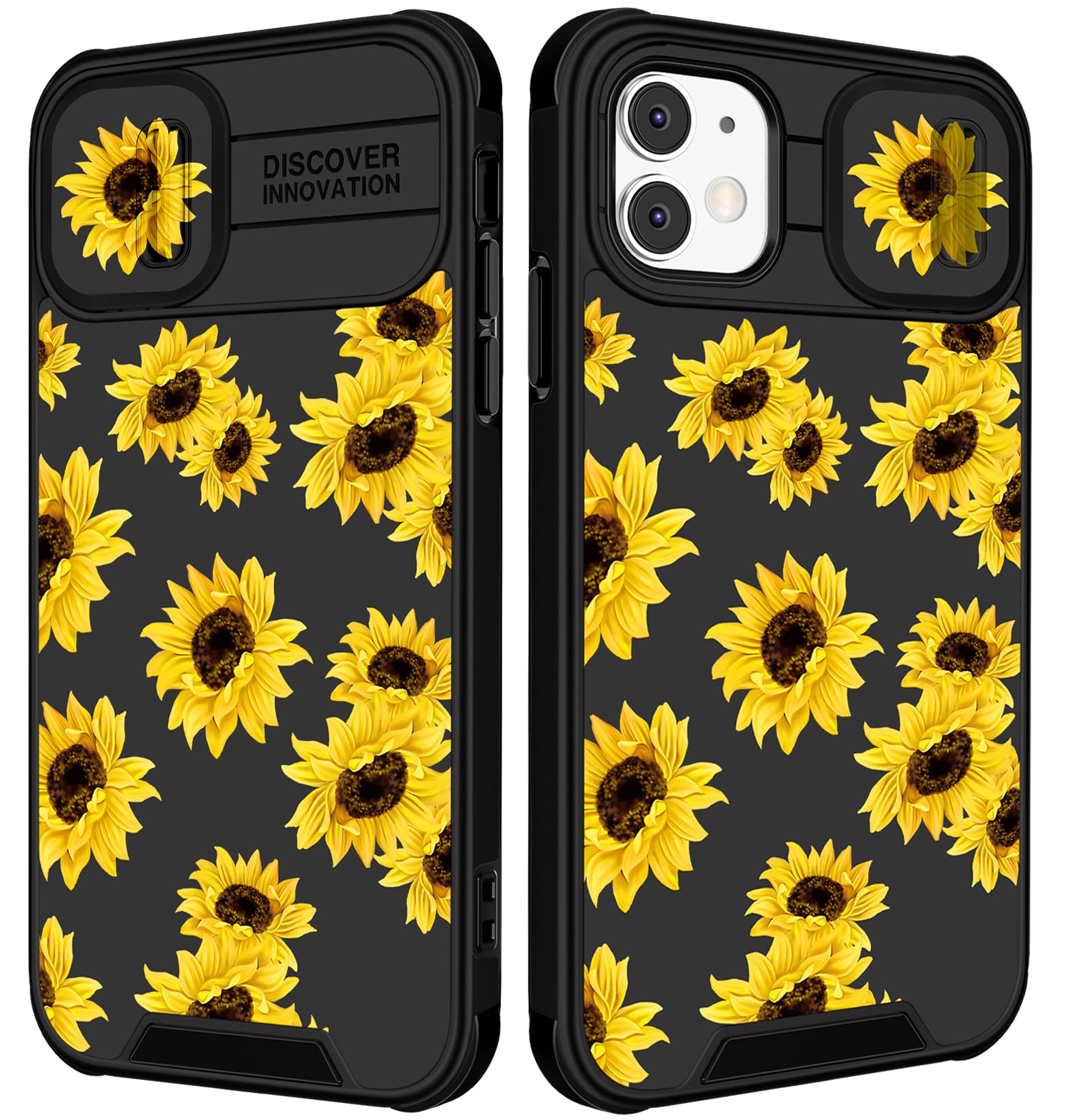 Funermei (2in1 for iPhone 11 Case for Women Sunflower Cute Girls Phone Cover Floral Flowers Girly Pretty Aesthetic Sun Flower Unique Design with Camera Cover Funda for Apple for iPhone 11 Case