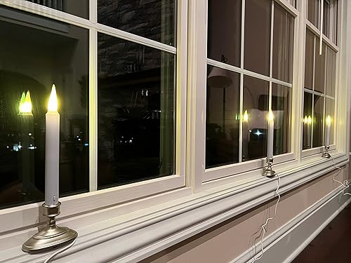 Miniatura 7 de 612 Vermont Velas LED eléctricas para ventana con sensor del anochecer al amanecer, llama parpadeante blanca cálida o encendido constante, adaptador