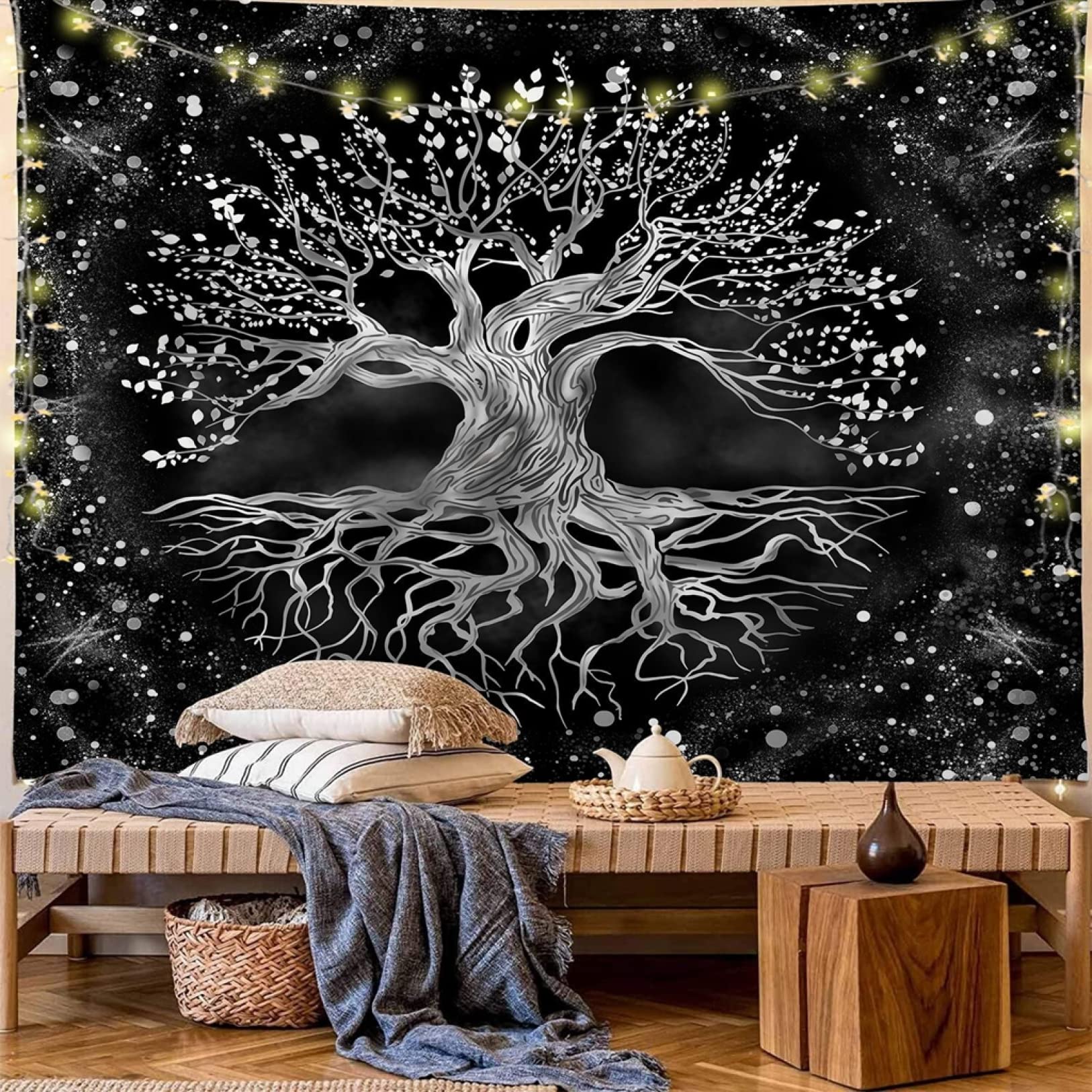 Amazon.co.jp: タペストリー 曼荼羅 生命の木 きのこ かっこいい 横幅