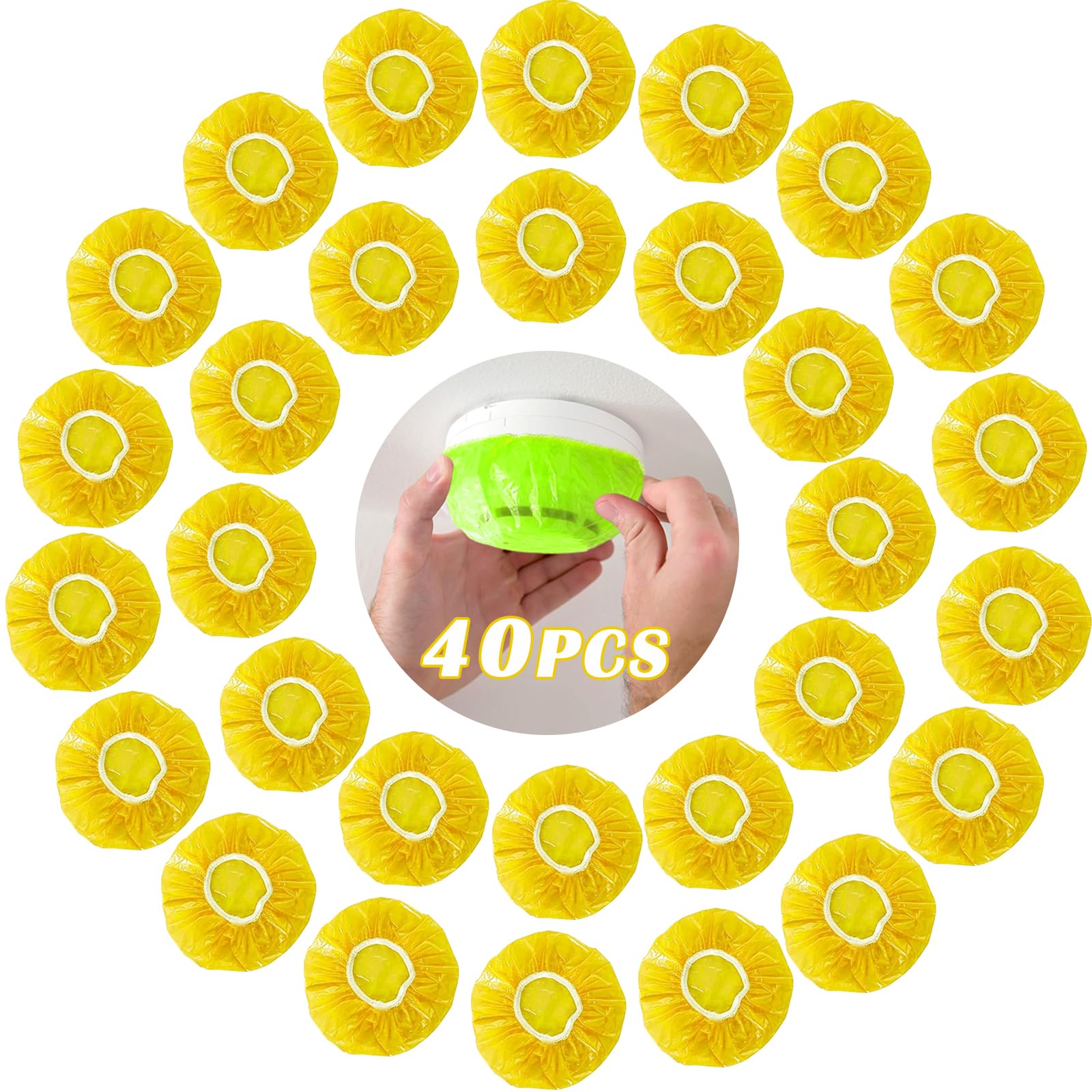 40 PCS Dxmimer Smoke Detector Cover Fire Alarm Cover, Thickened Elastic Plastic Reusable Smoke Alarm Dust Paint Cover for Home Cooking or Baking (Yellow)